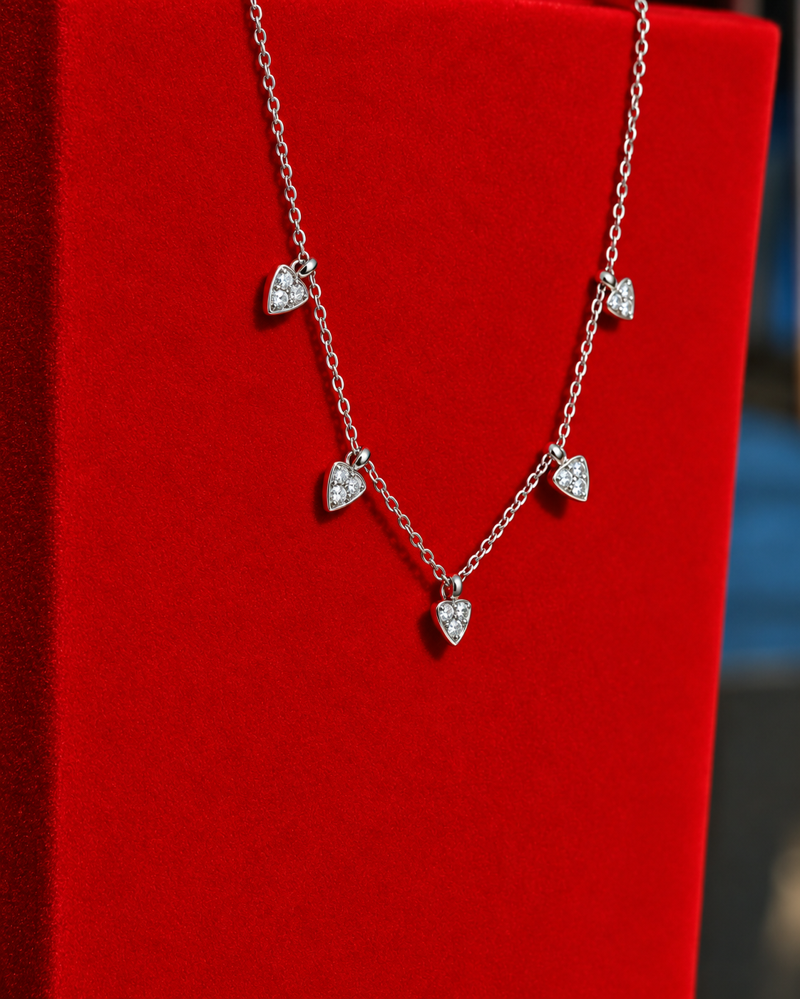 Five Round Diamond Drop Necklace
