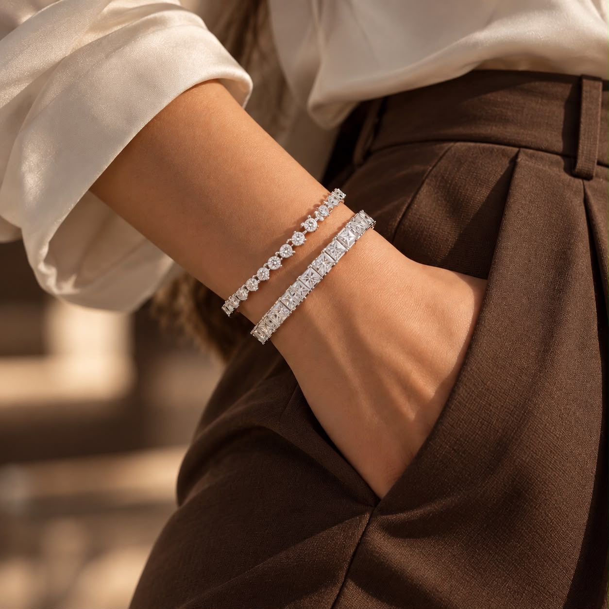 Gold bracelet with diamond accents