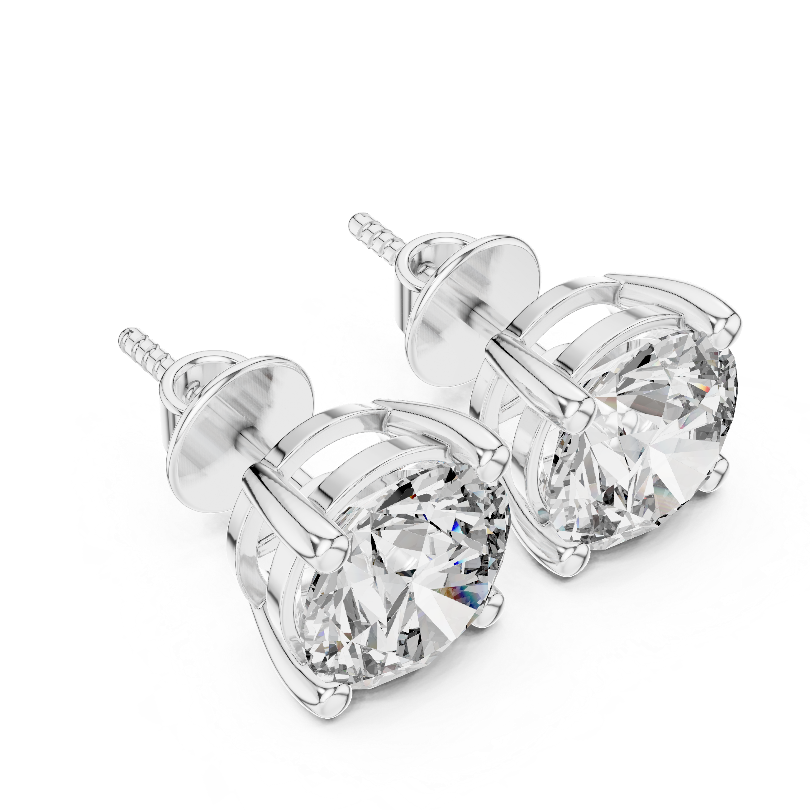 Classic Round Diamond Solitaire Stud Earrings