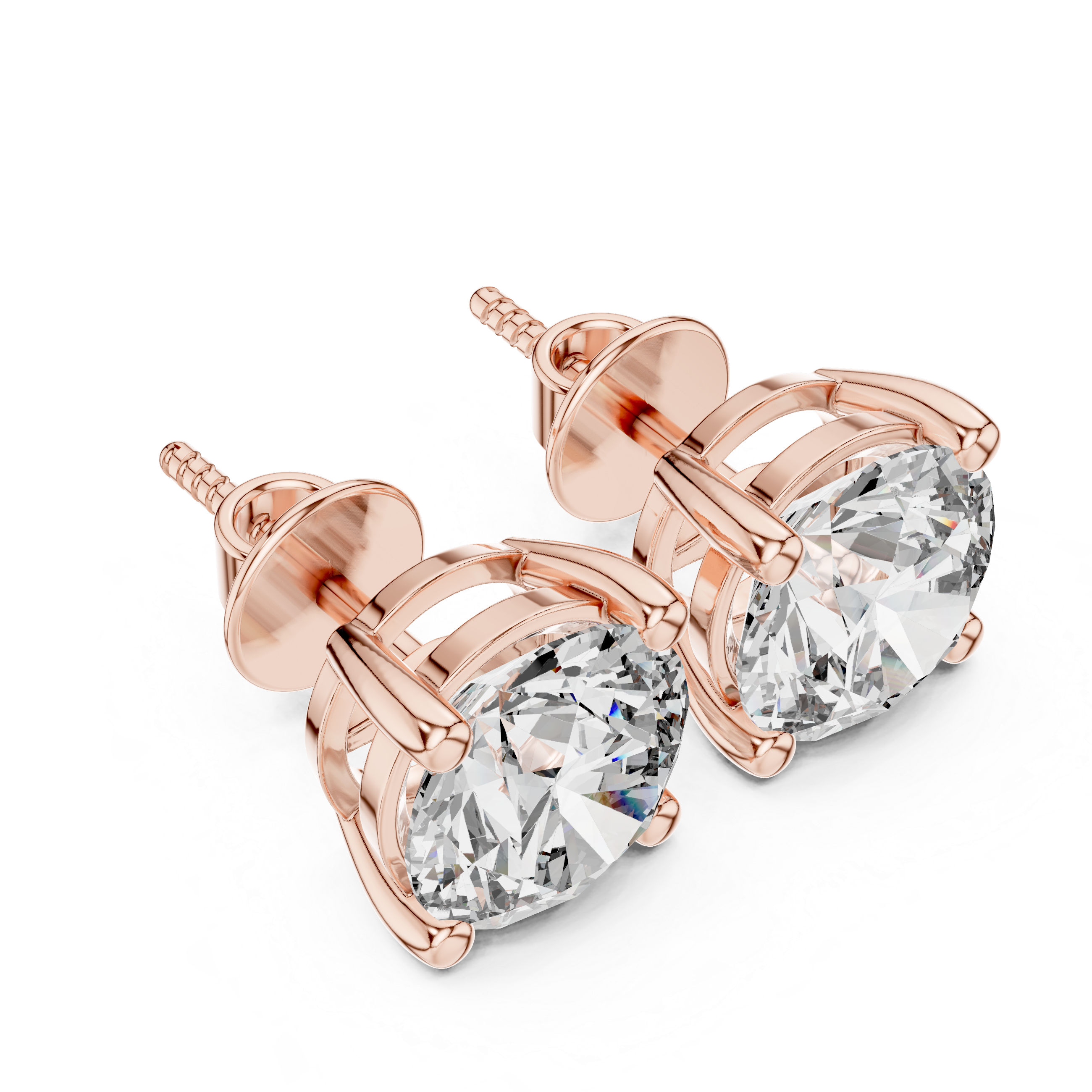 Classic Round Diamond Solitaire Stud Earrings