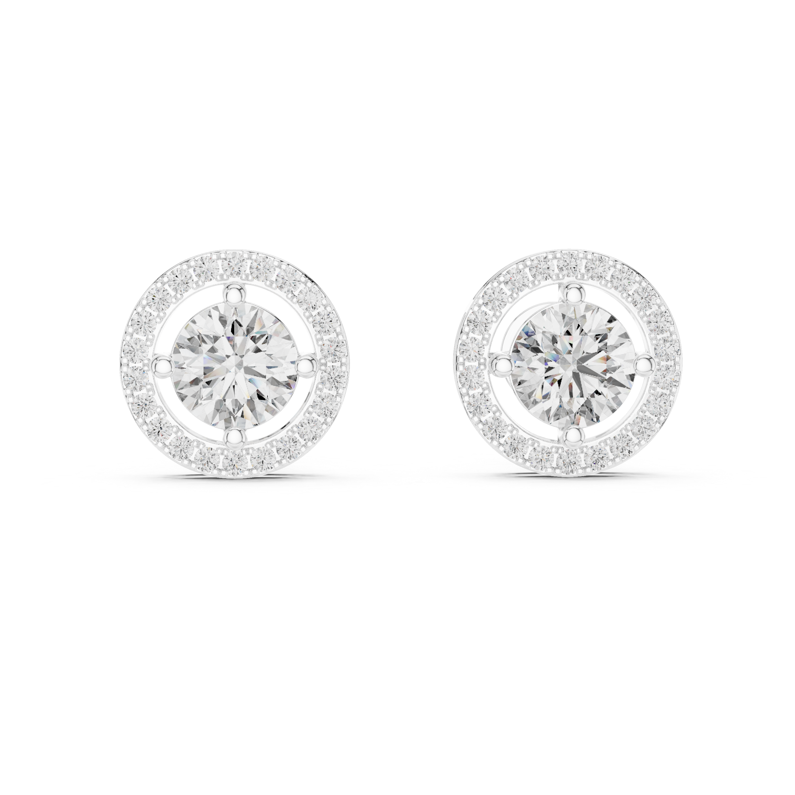 Open Halo Round Diamond Stud Earrings