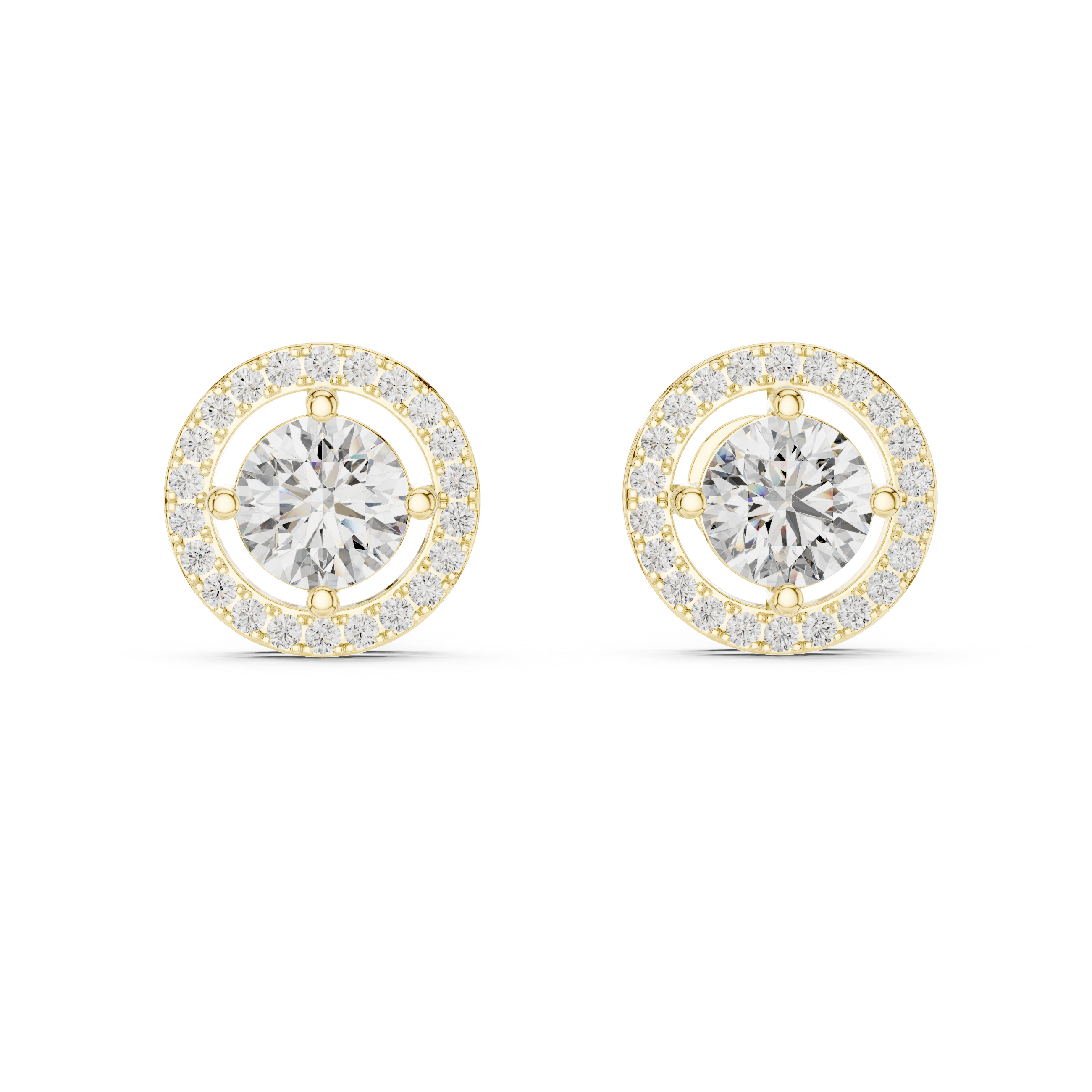 Open Halo Round Diamond Stud Earrings