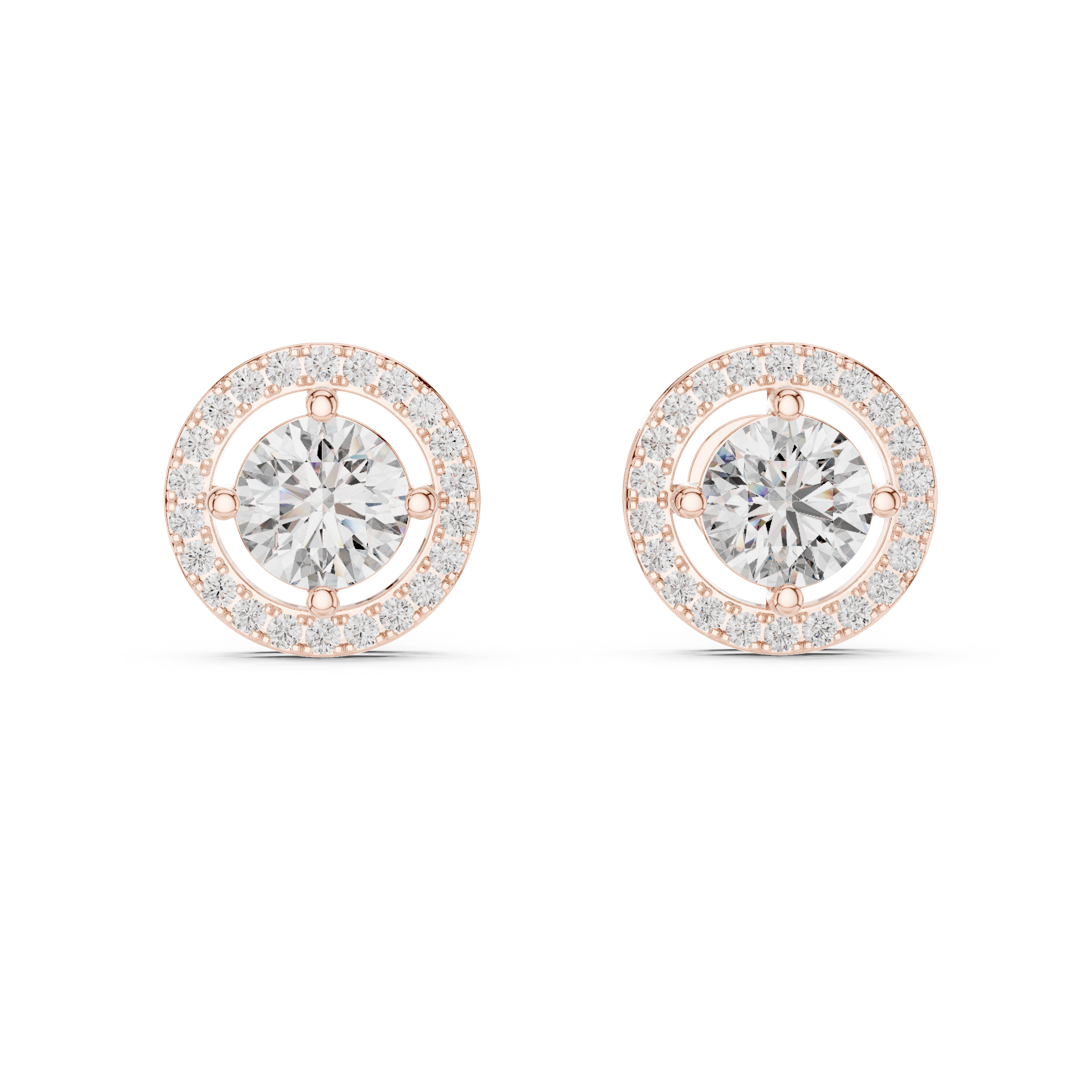 Open Halo Round Diamond Stud Earrings