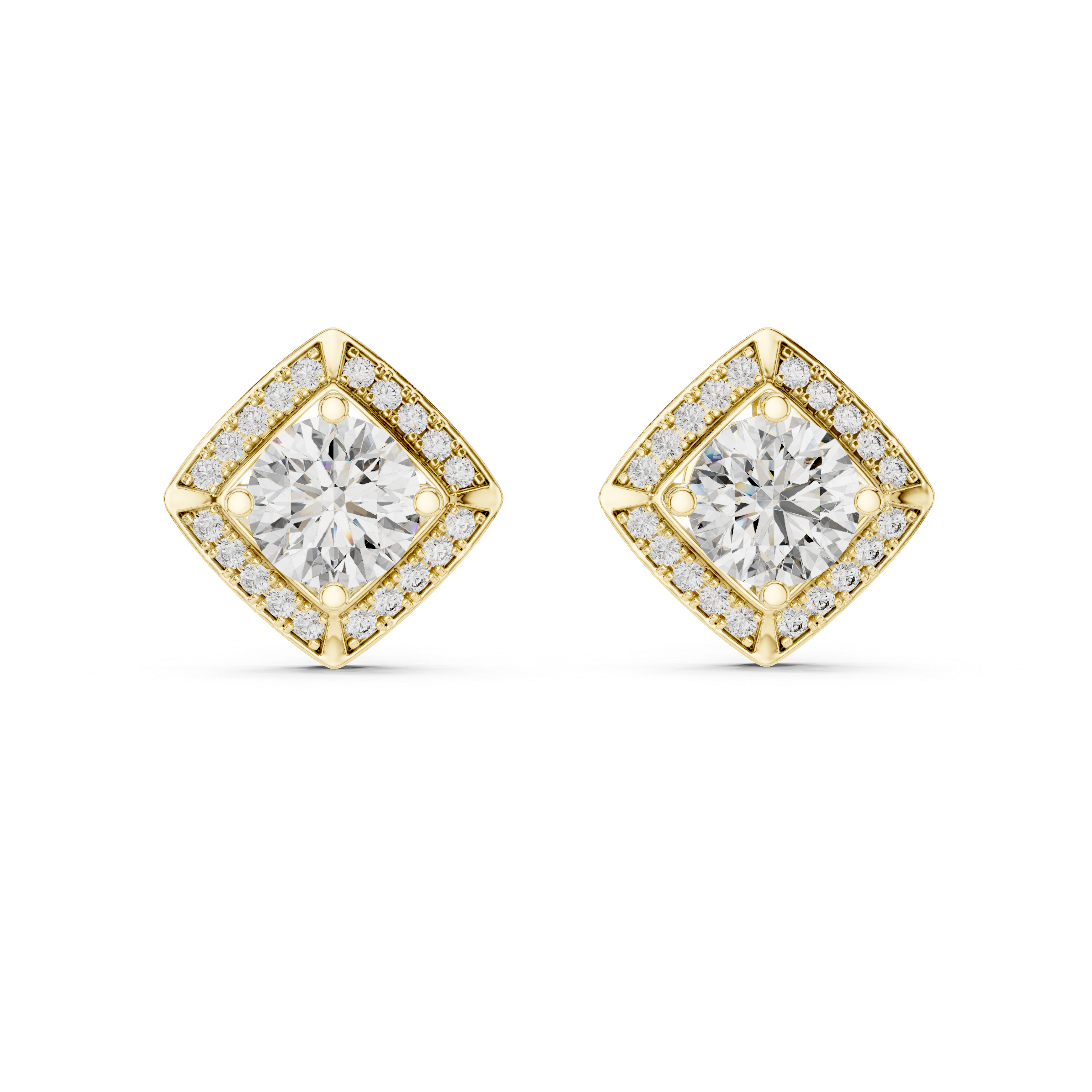 Diamond Frame Round Diamond Stud Earrings