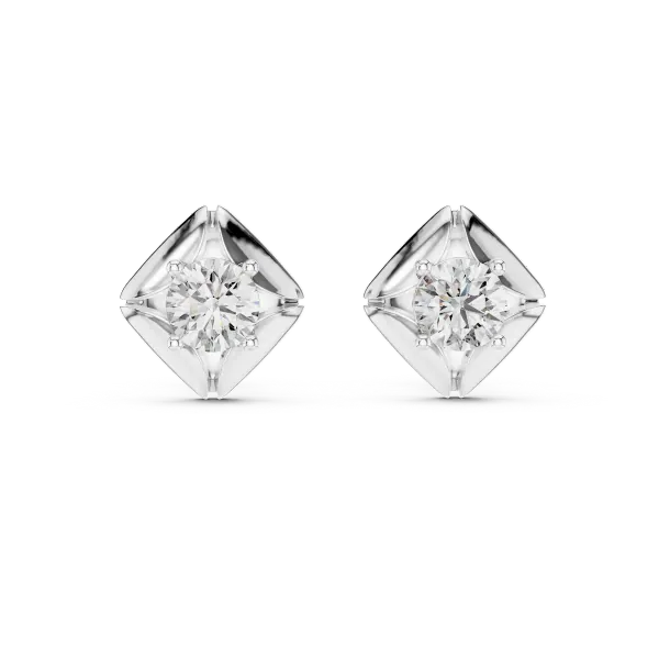 Sculpted Petal Round Diamond Stud Earrings