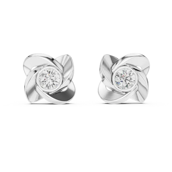 Petal Swirl Diamond Stud Earrings
