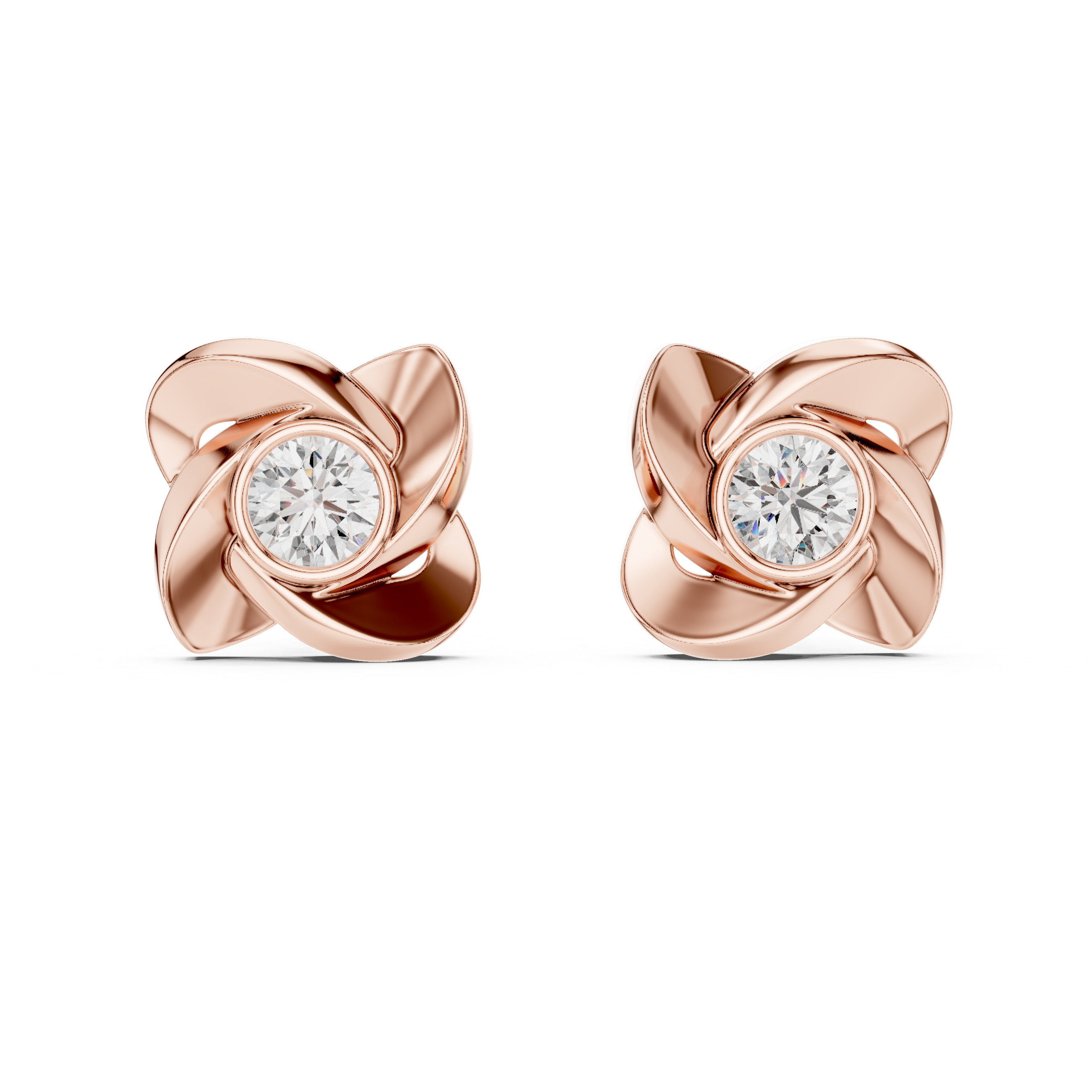 Petal Swirl Diamond Stud Earrings