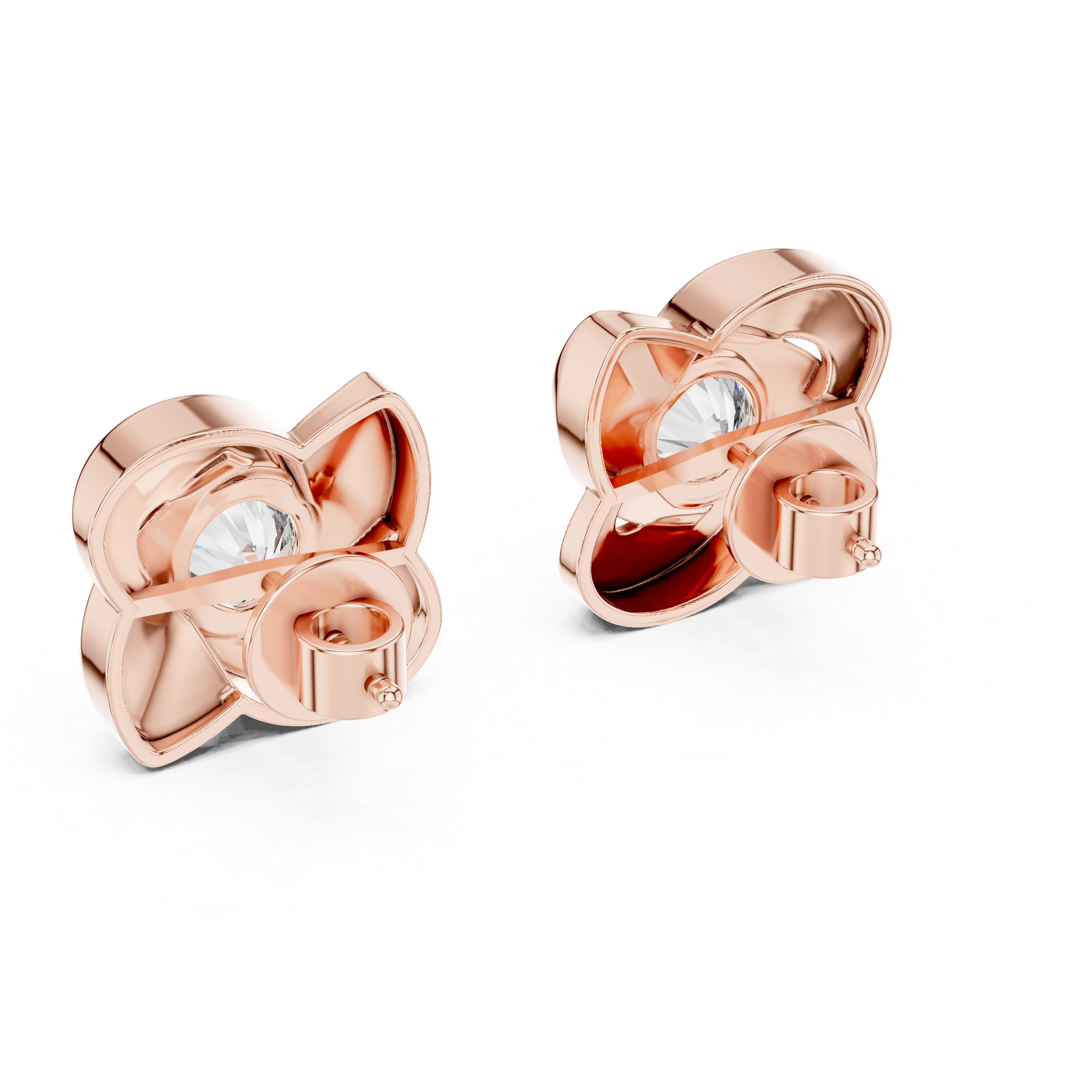 Petal Swirl Diamond Stud Earrings