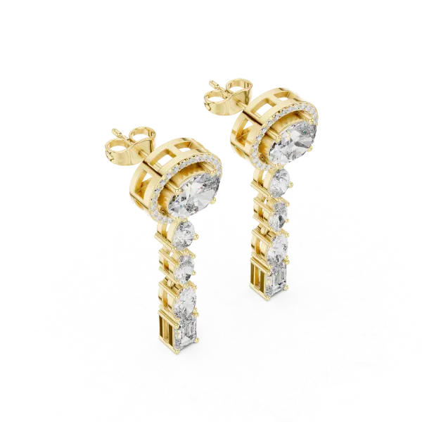 Oval Halo Multi-Shape Diamond Drop Earrings