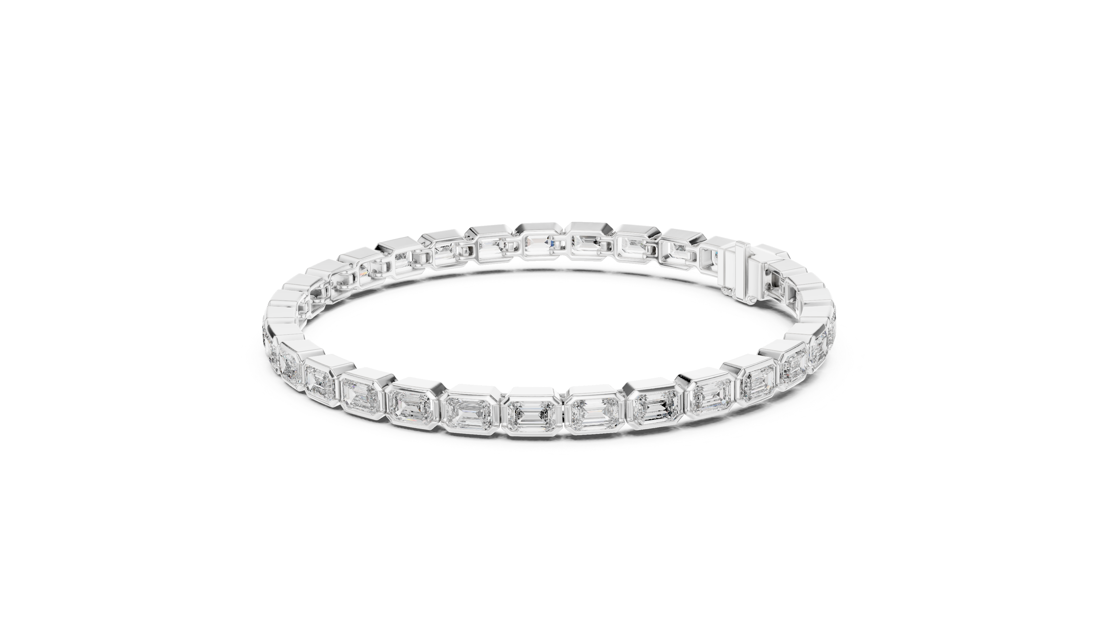 Emerald Bezel Diamond Tennis Bracelet