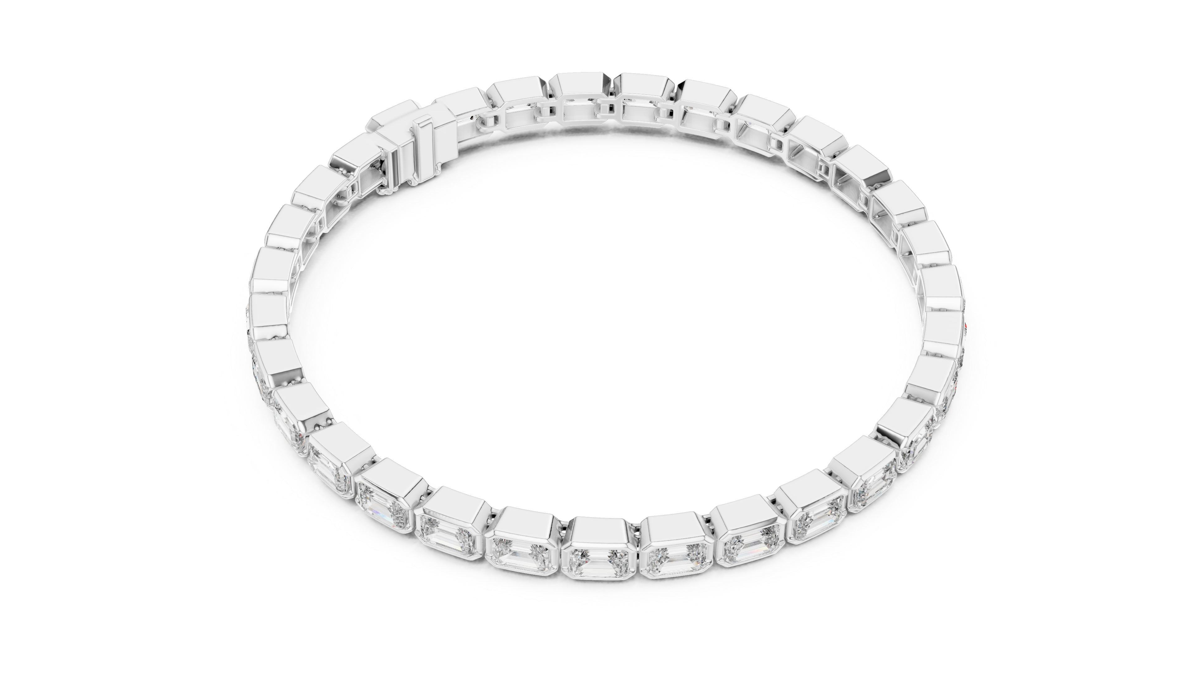 Emerald Bezel Diamond Tennis Bracelet