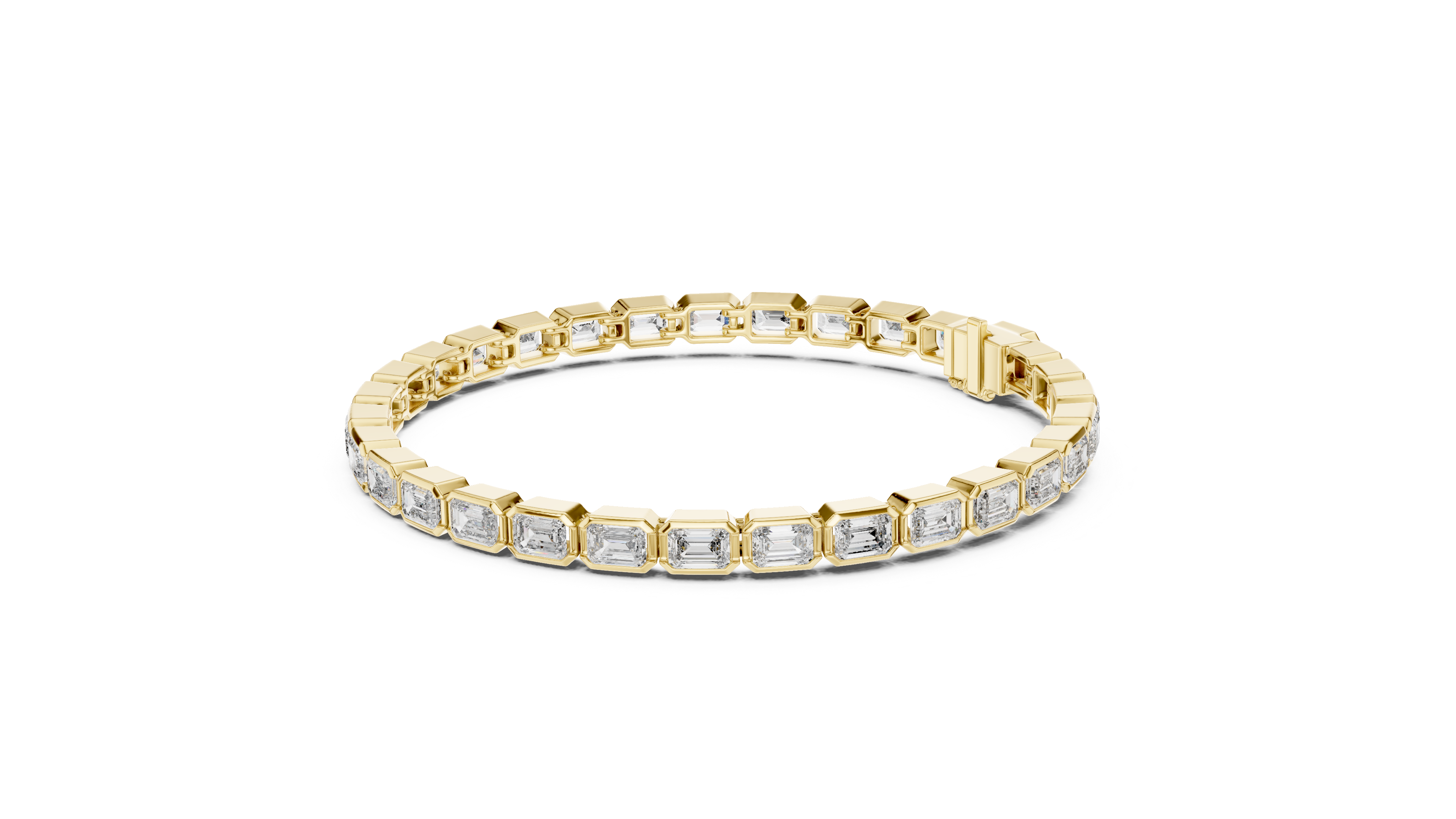 Emerald Bezel Diamond Tennis Bracelet