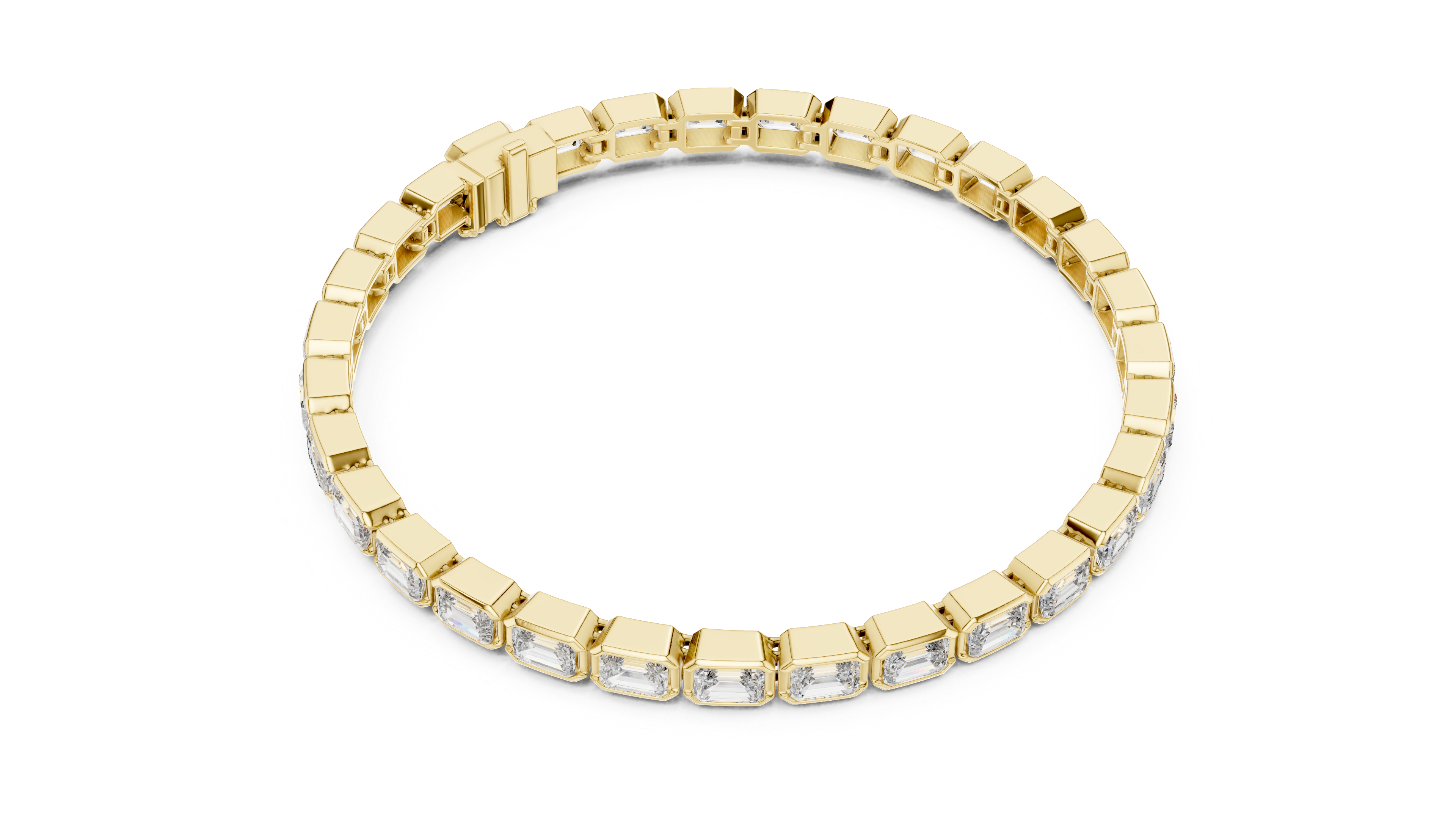 Emerald Bezel Diamond Tennis Bracelet