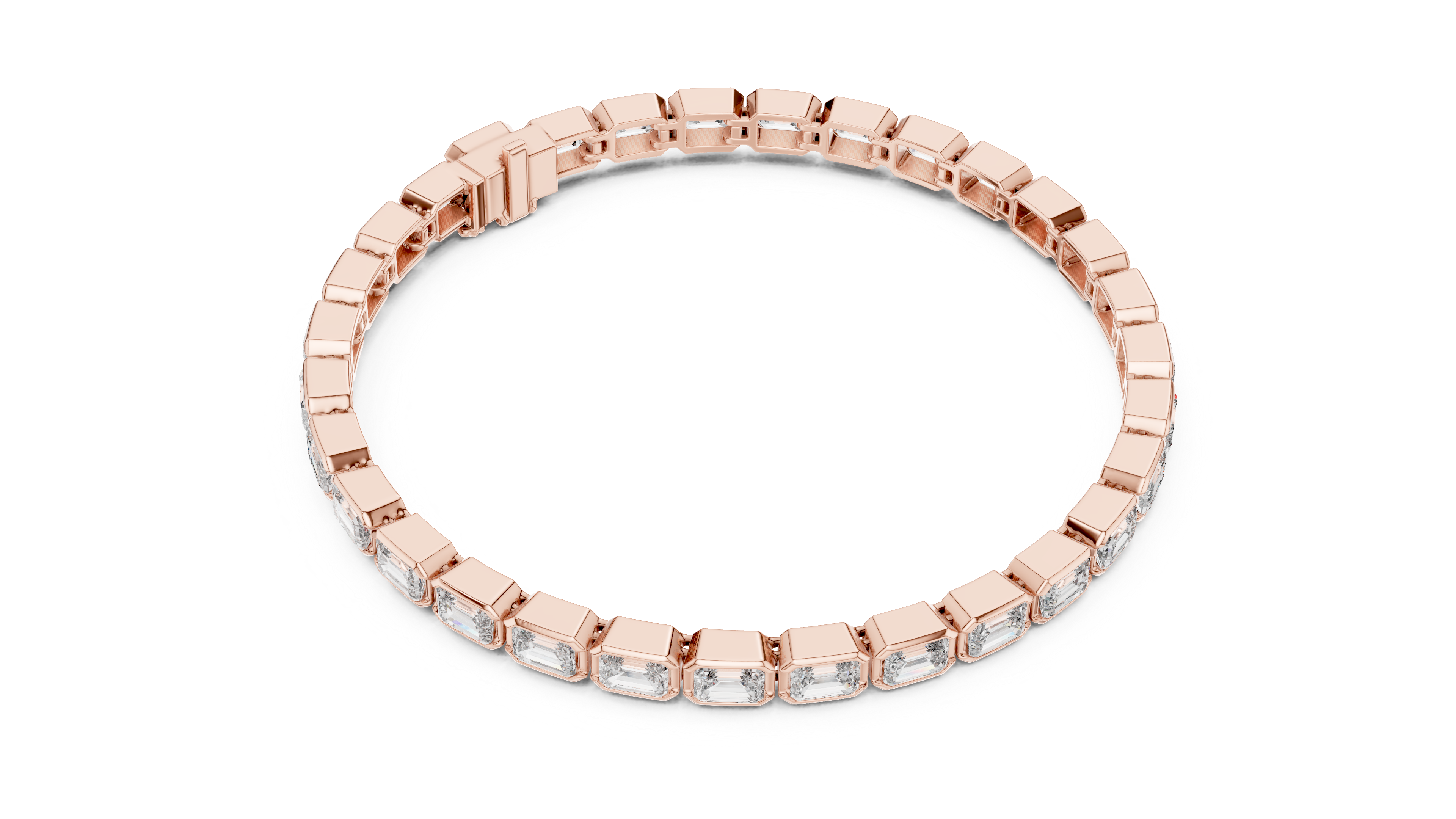 Emerald Bezel Diamond Tennis Bracelet