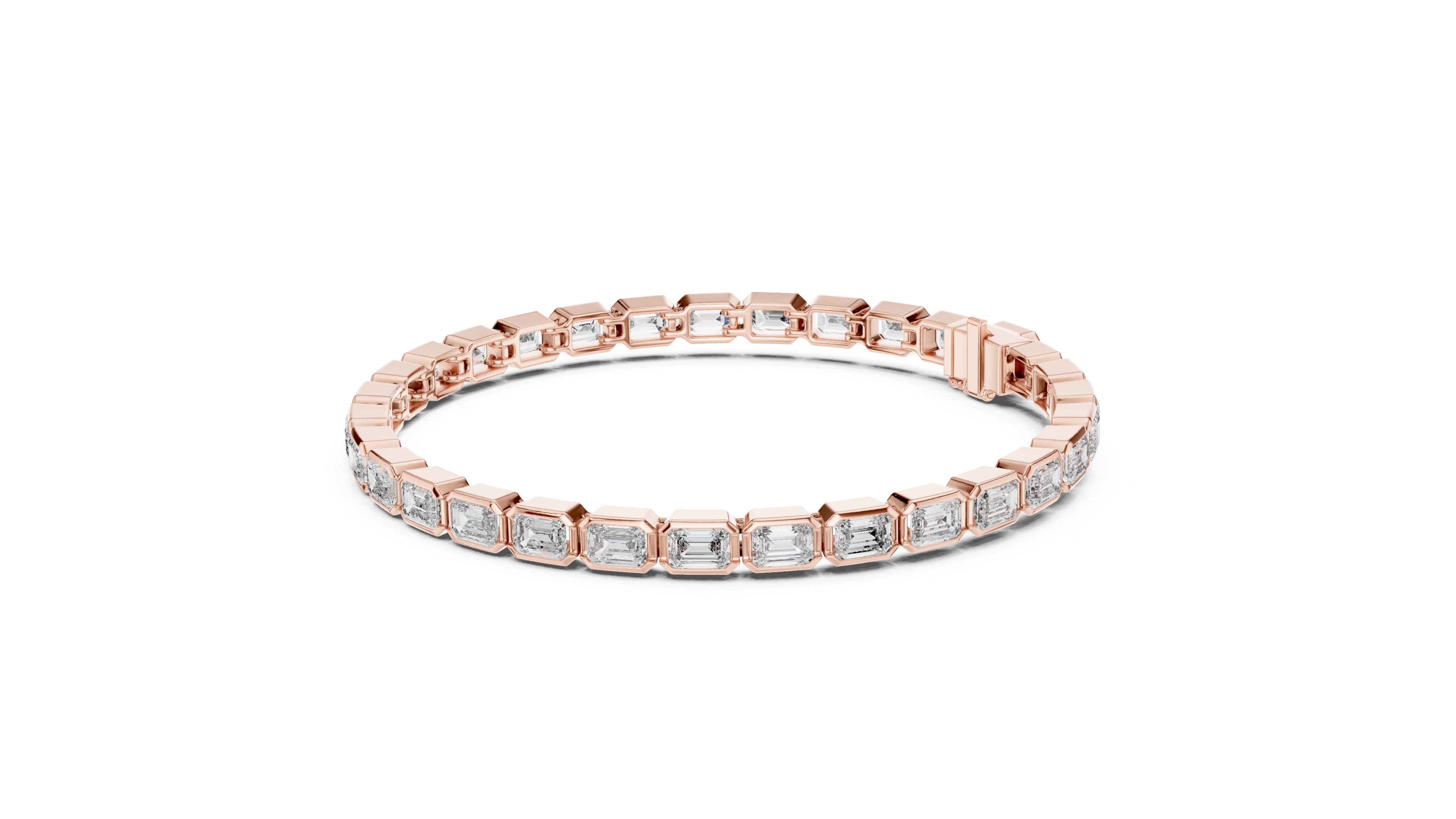Emerald Bezel Diamond Tennis Bracelet