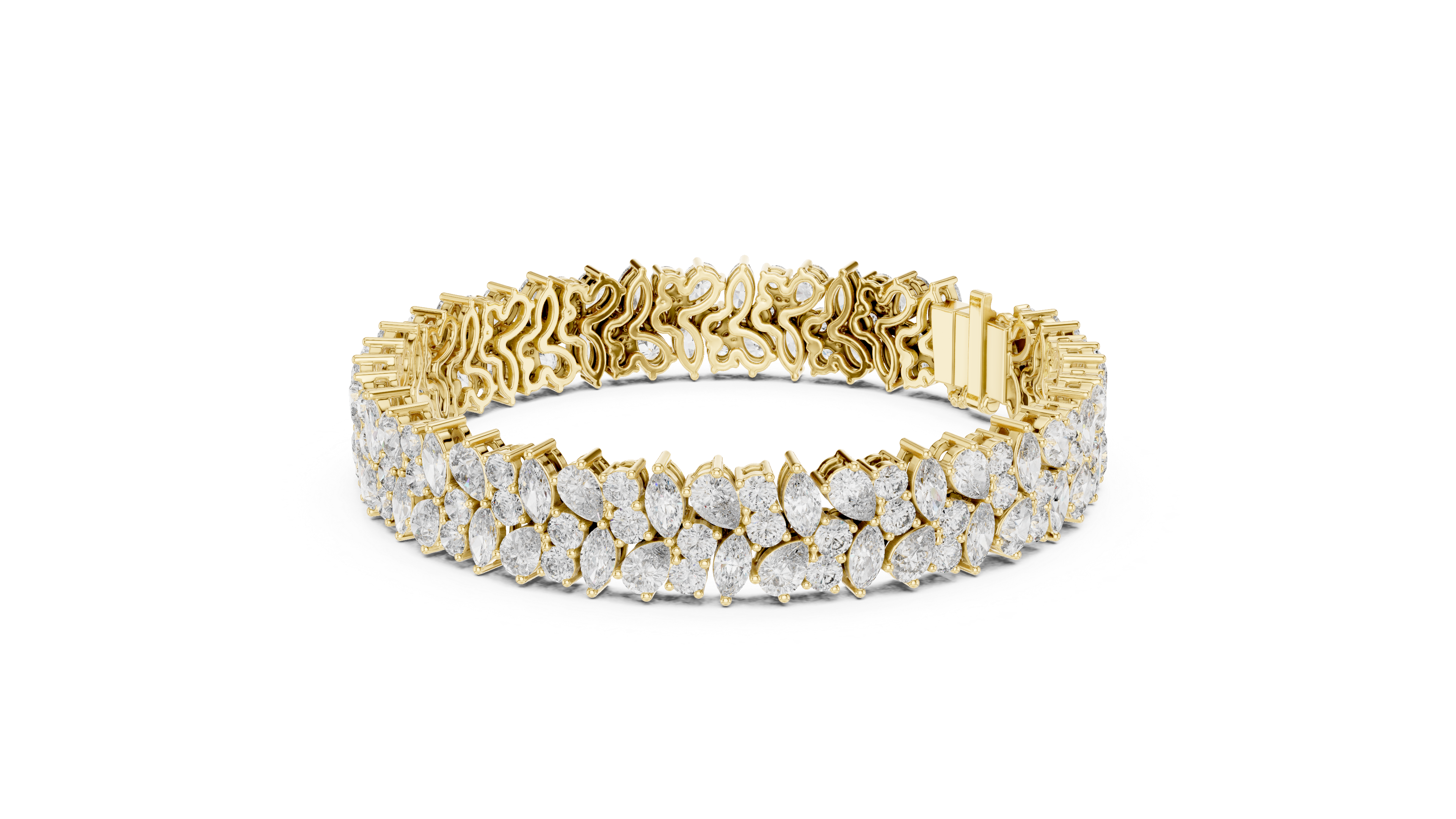 Lumière Floral Pear Marquise and Round Diamond Bracelet