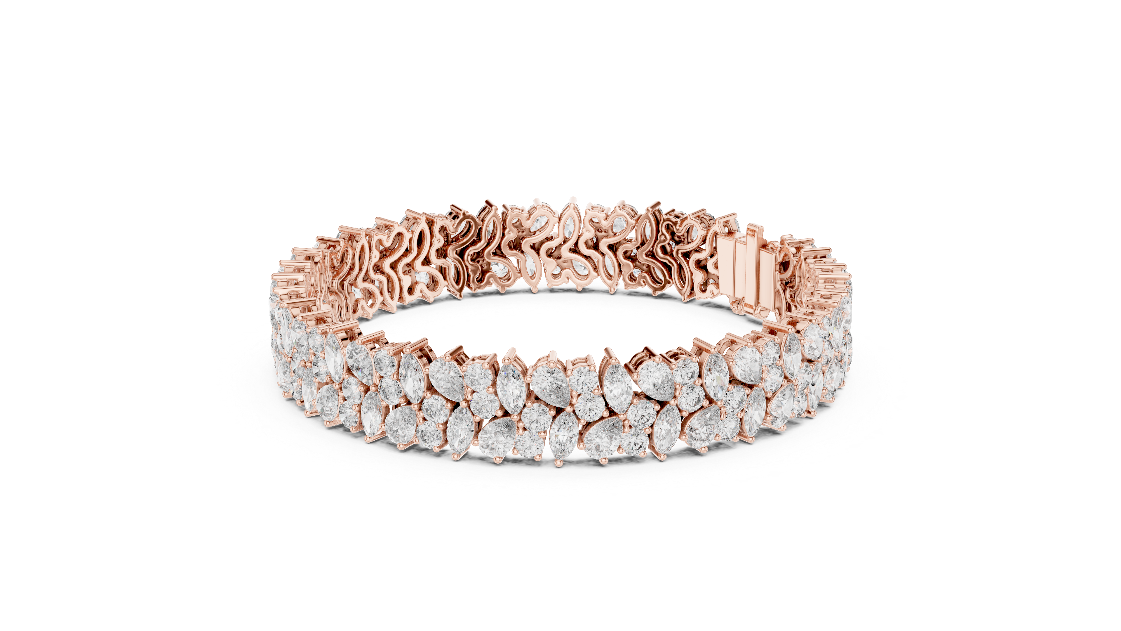 Lumière Floral Pear Marquise and Round Diamond Bracelet