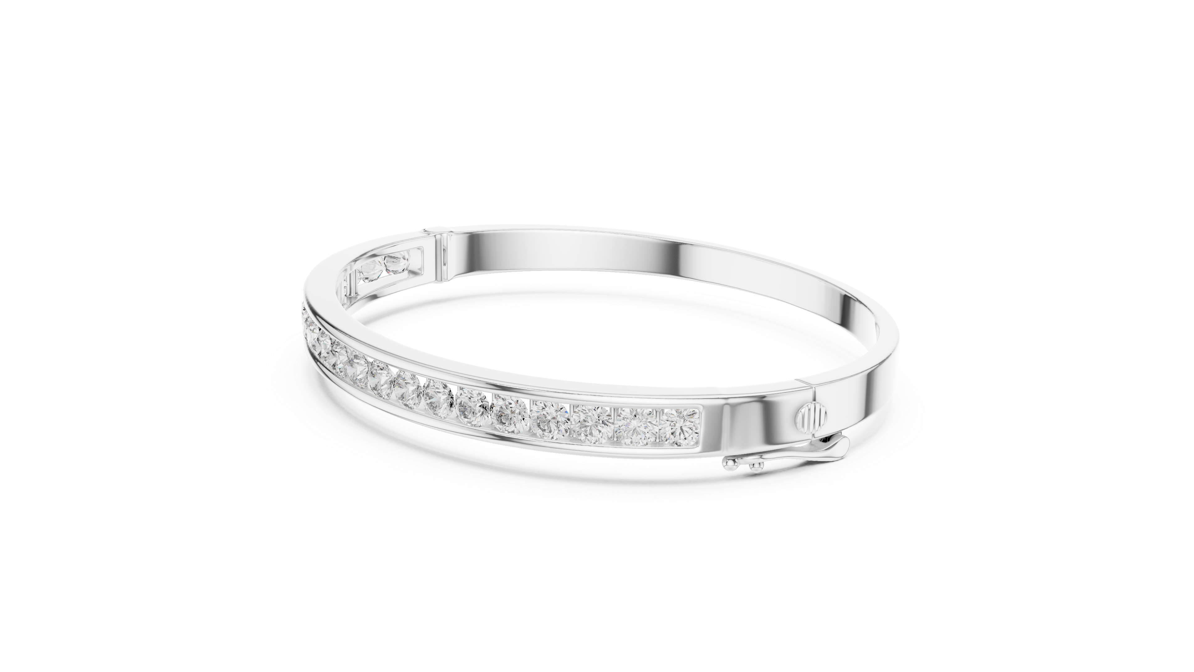 Round Diamond Channel Set Bangle