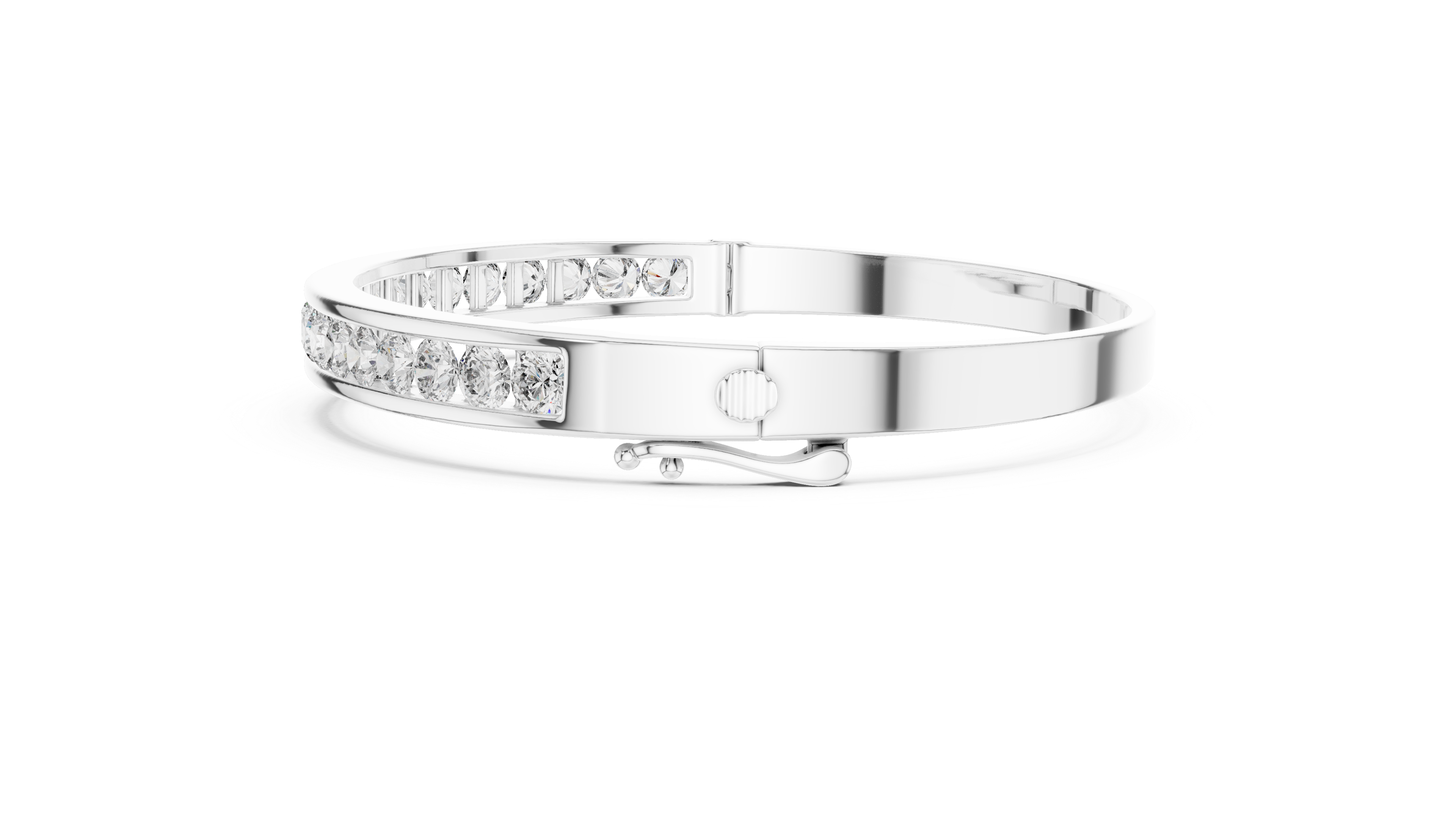 Round Diamond Channel Set Bangle