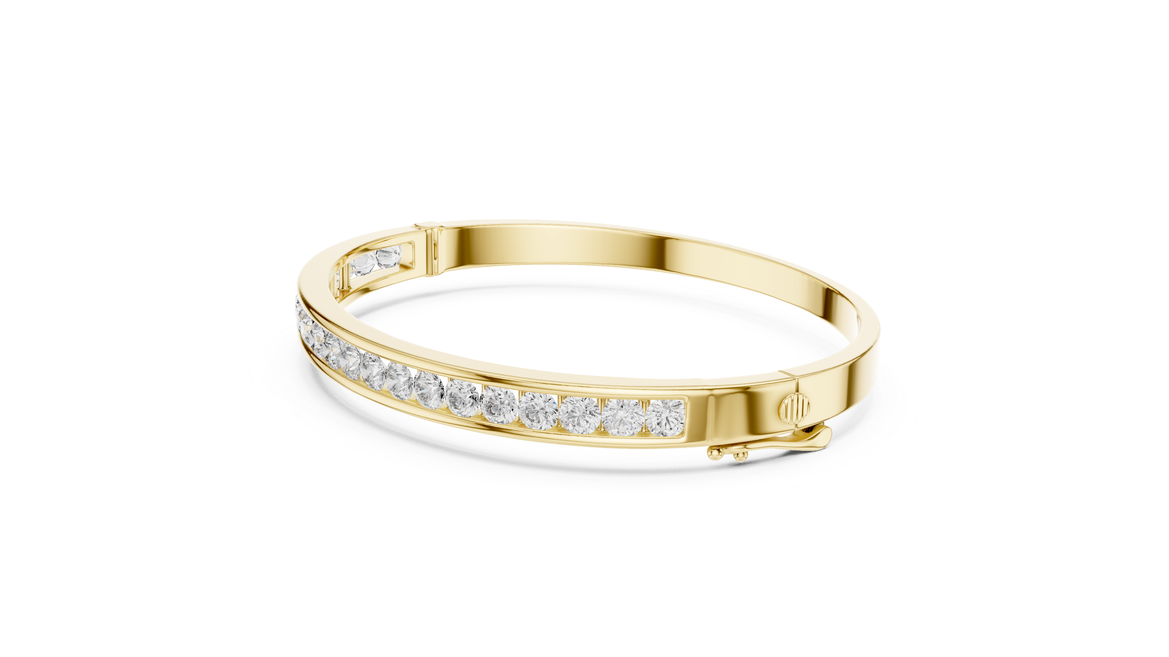 Round Diamond Channel Set Bangle