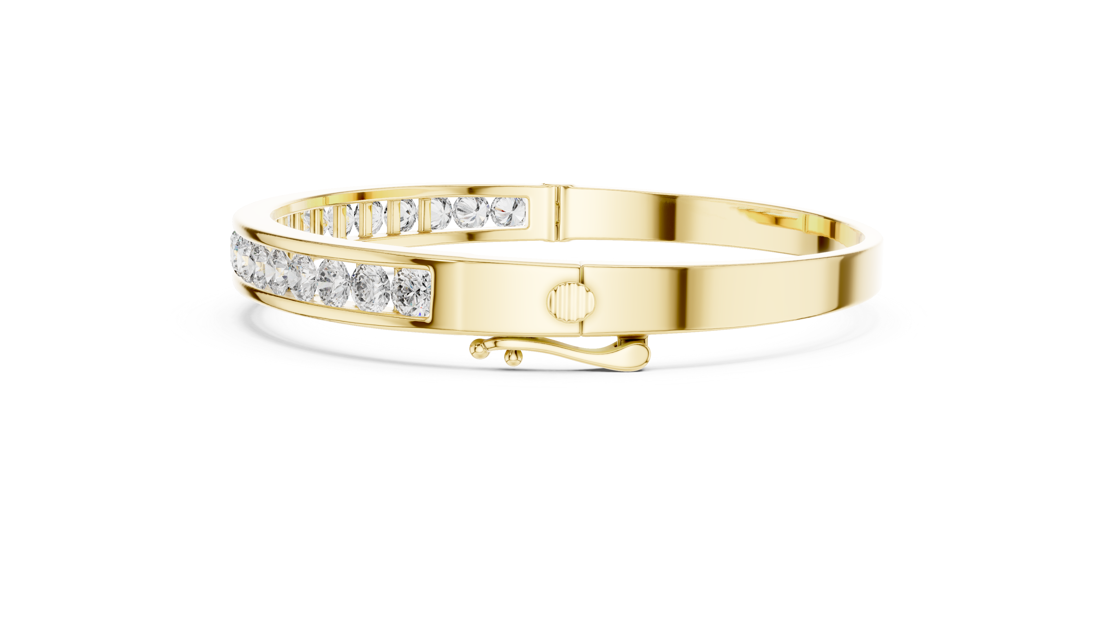 Round Diamond Channel Set Bangle