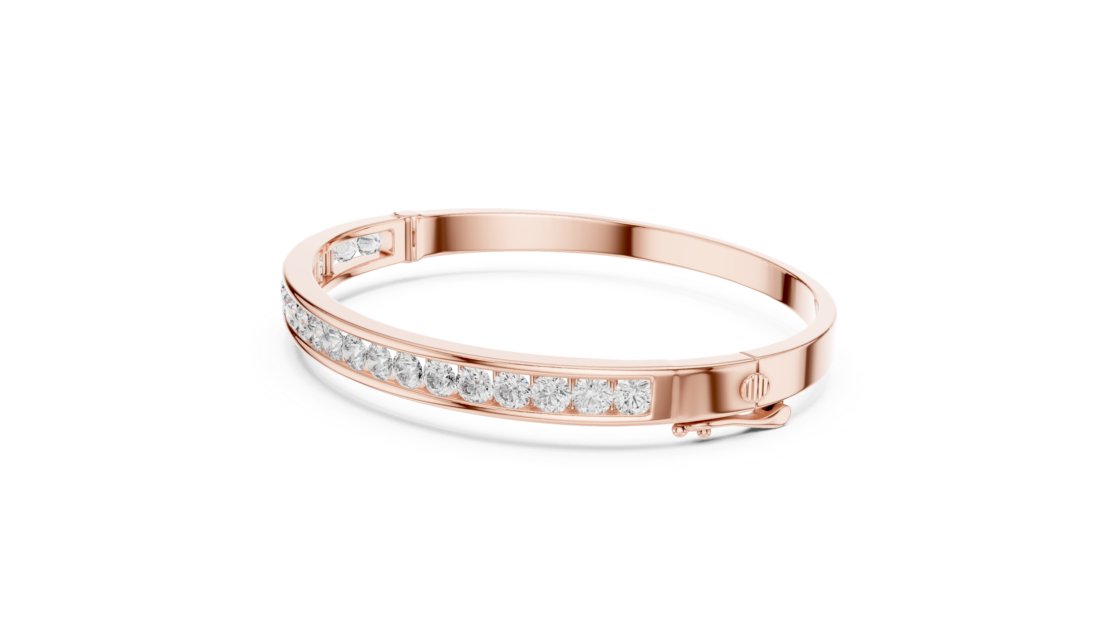 Round Diamond Channel Set Bangle