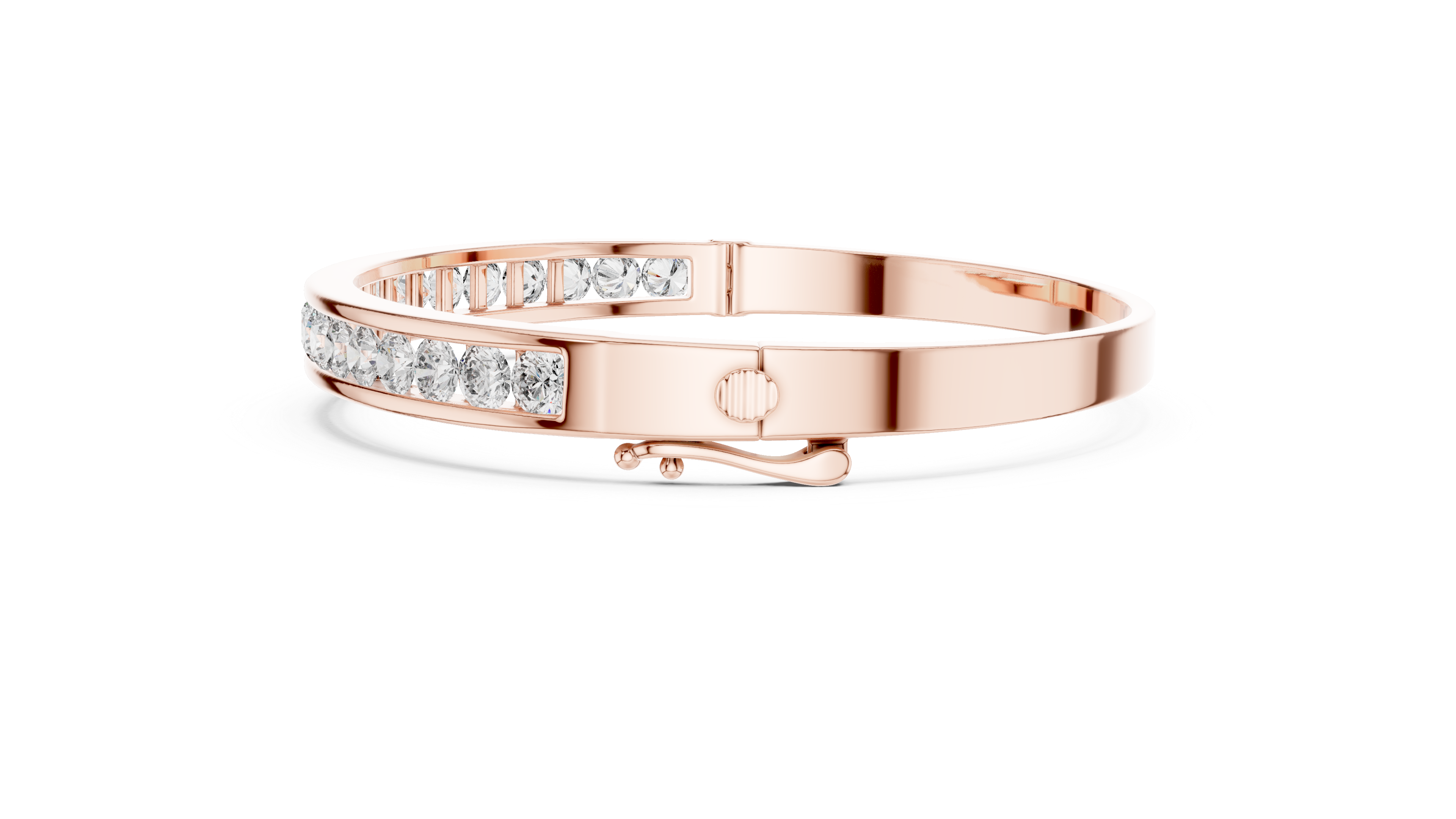 Round Diamond Channel Set Bangle