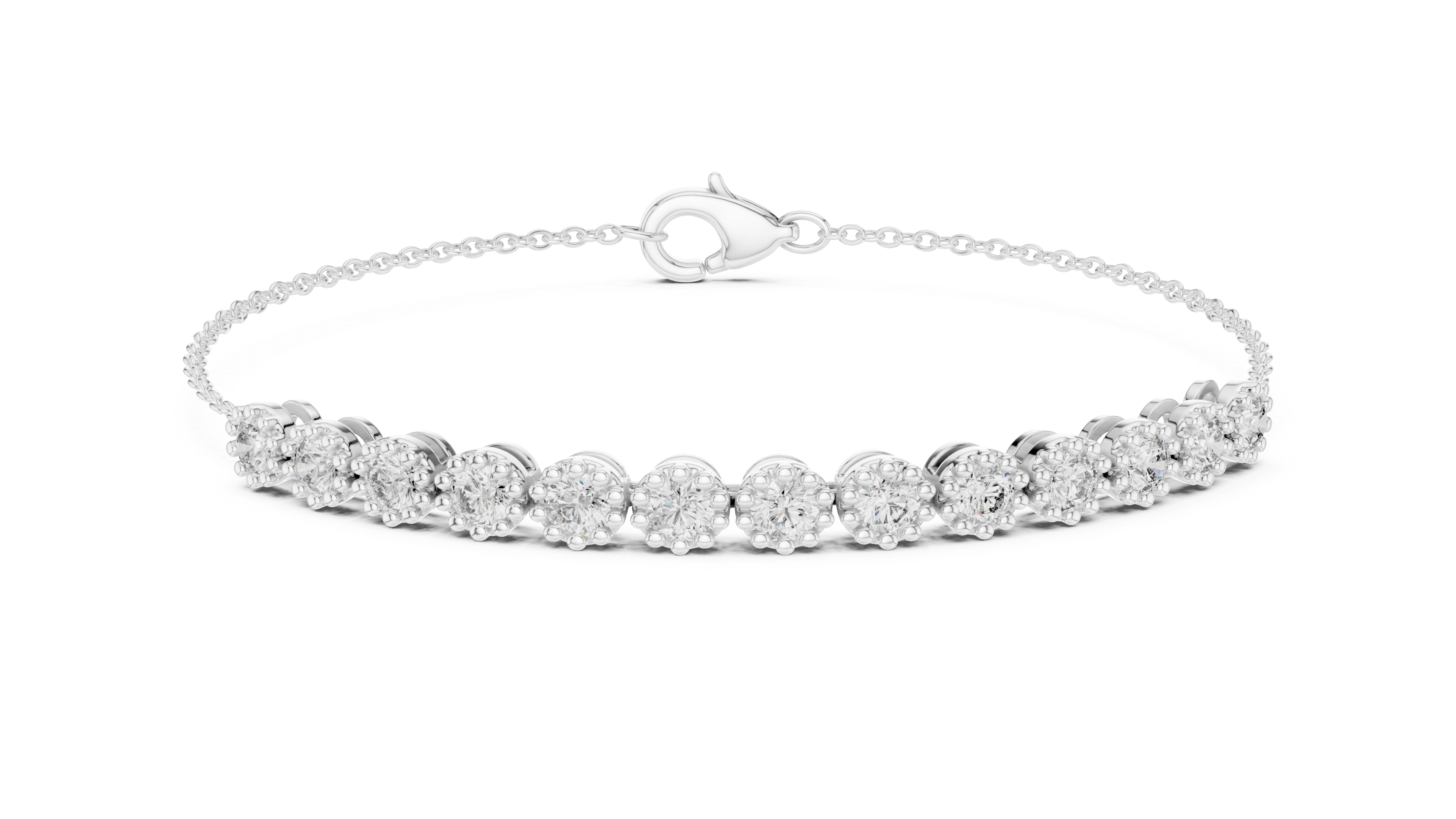 Round Diamond Line Chain Bracelet