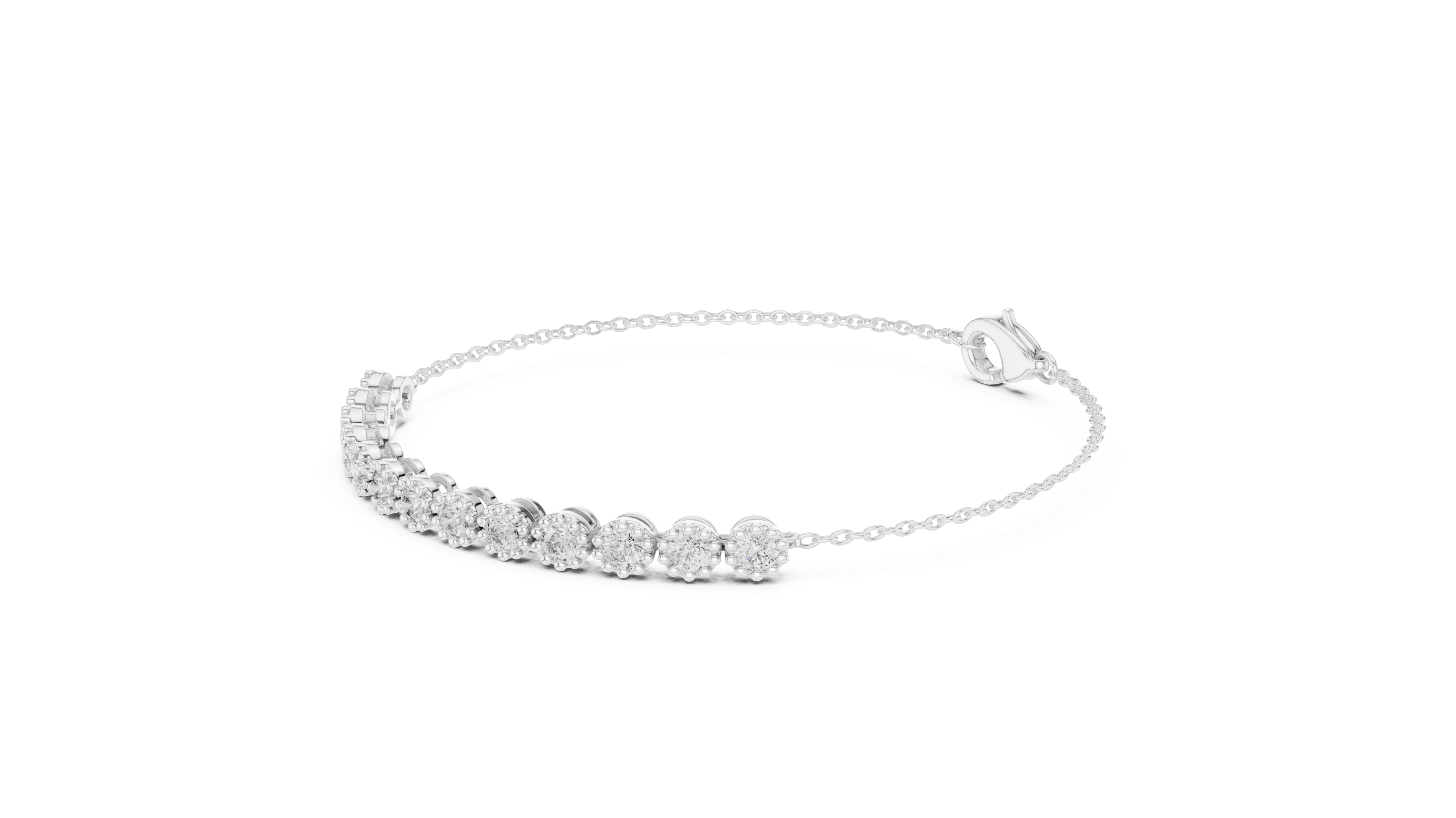 Round Diamond Line Chain Bracelet