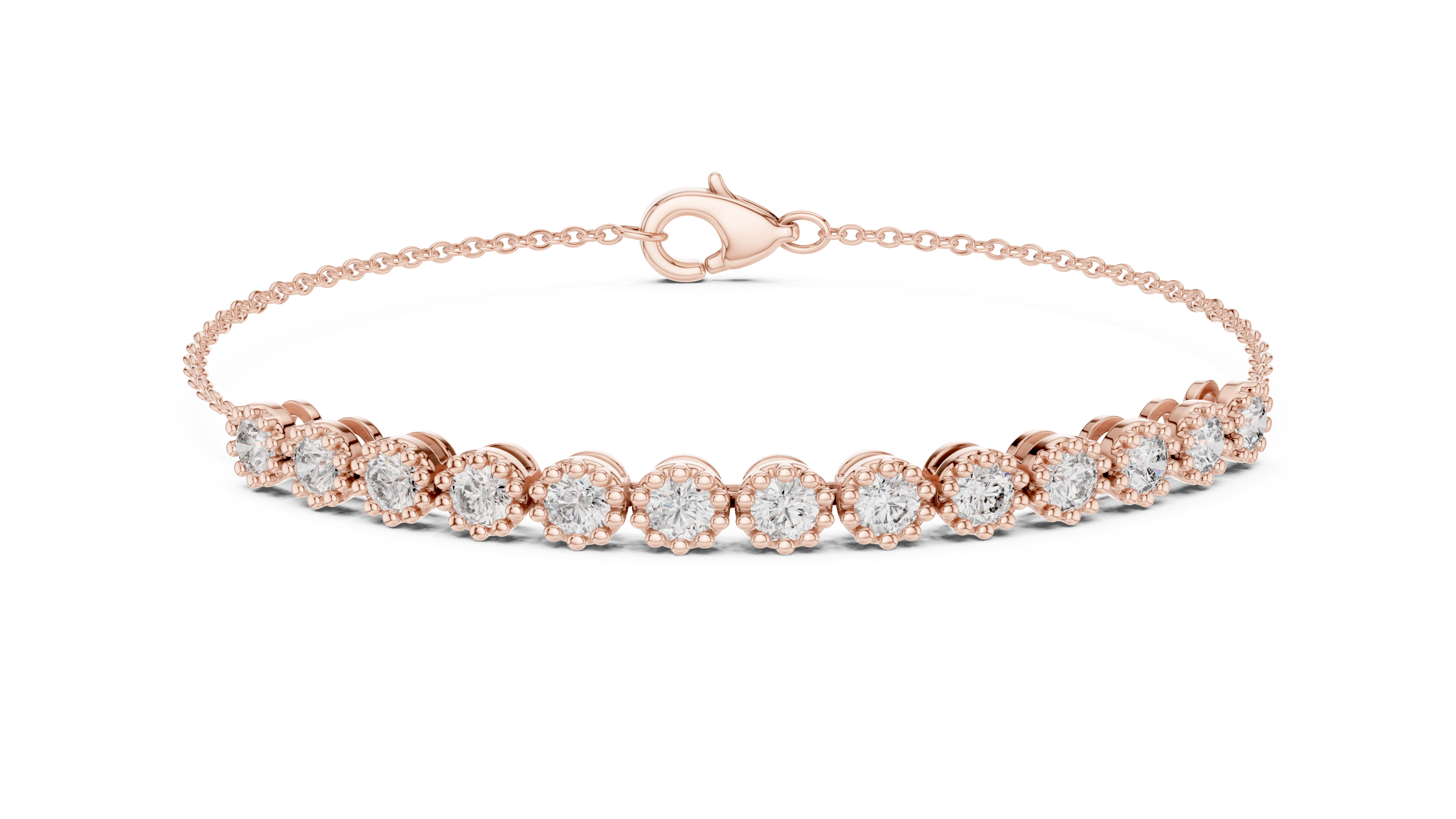 Round Diamond Line Chain Bracelet