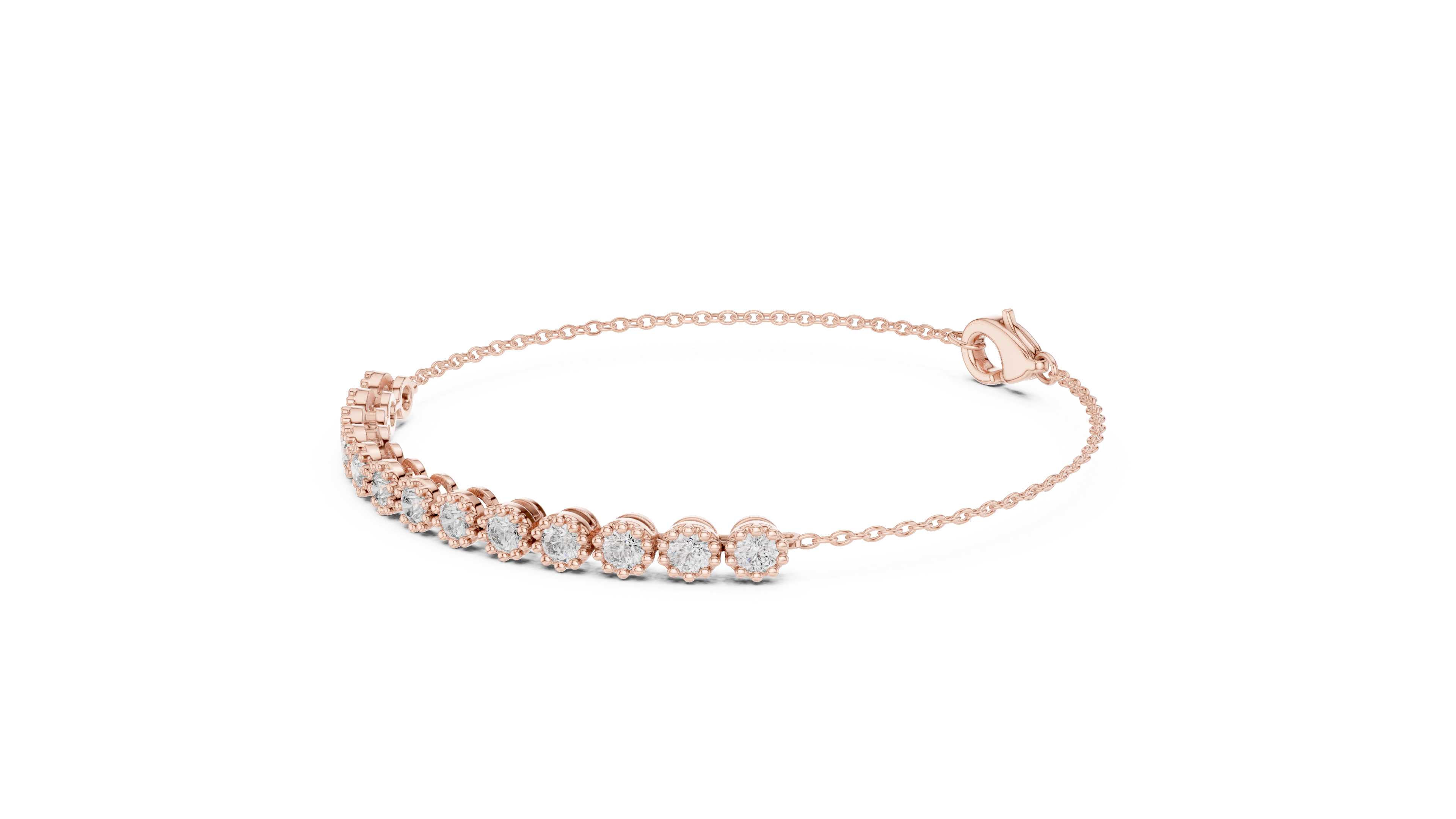 Round Diamond Line Chain Bracelet