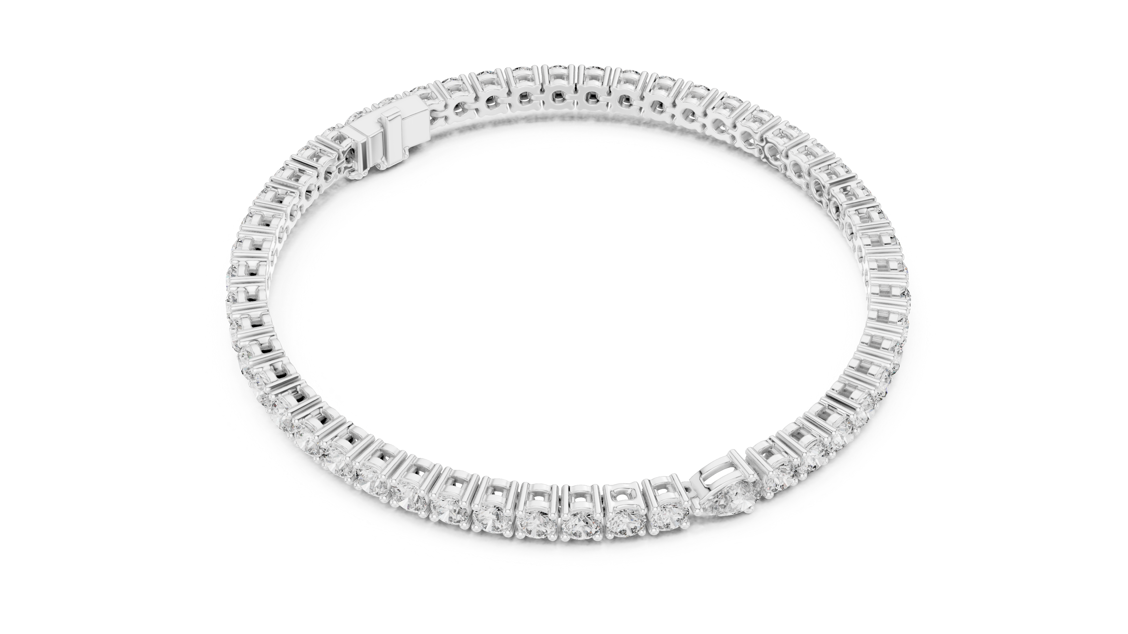 5.75ct round and pear diamond tennis bracelet in rose gold
