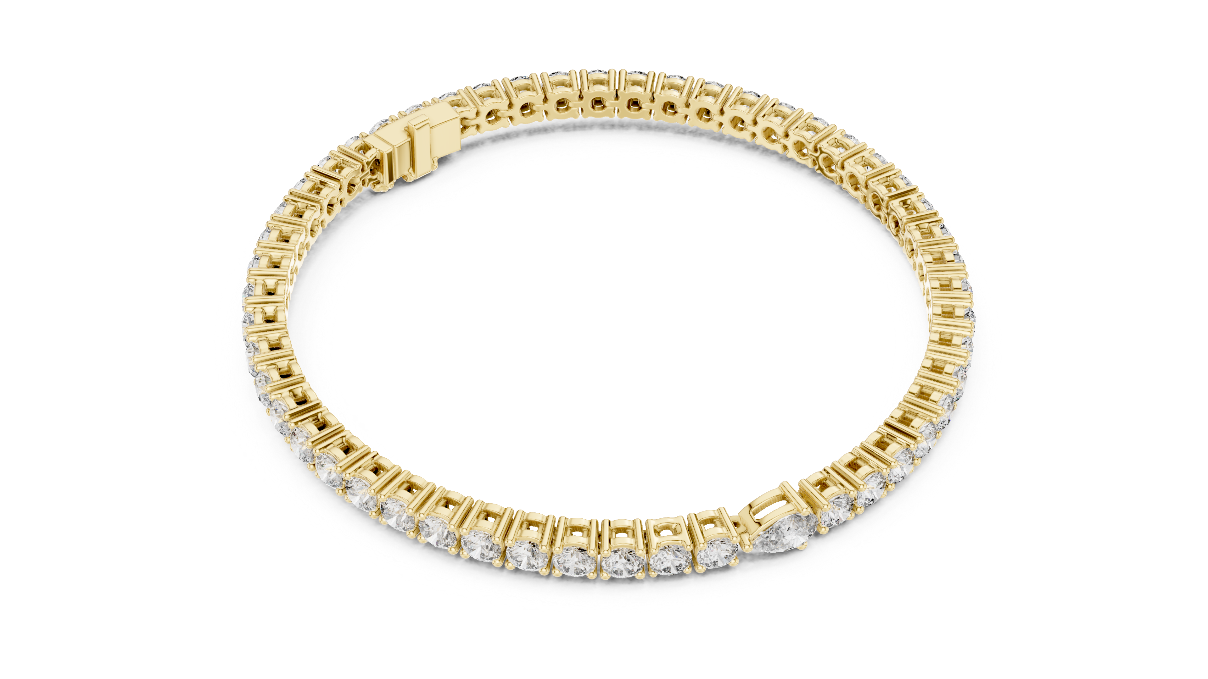 5.75ct round and pear diamond tennis bracelet in rose gold