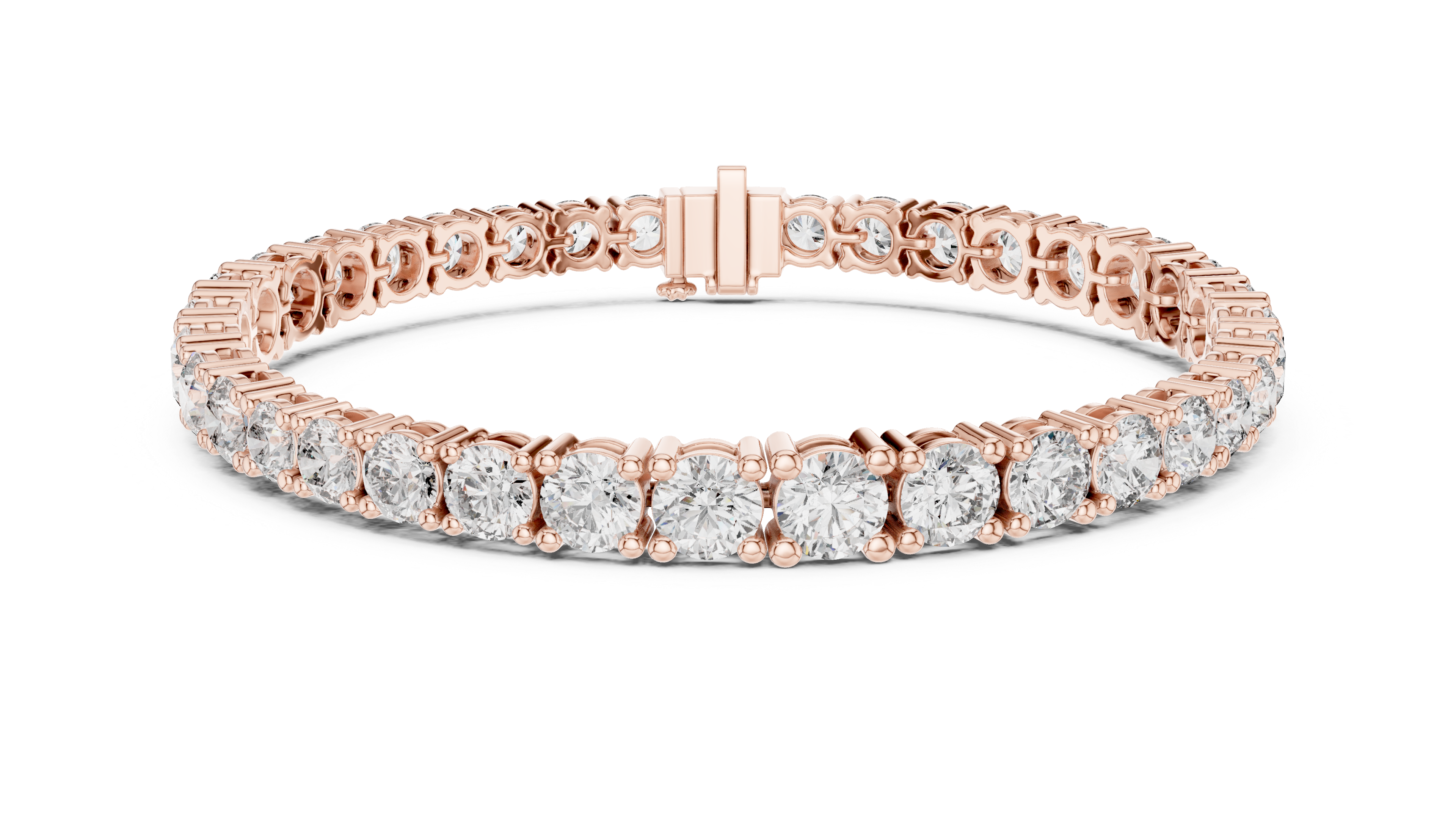 TESHA JEWELS Graduated Round Lab Grown Diamond Tennis Bracelet in 18K Rose Gold