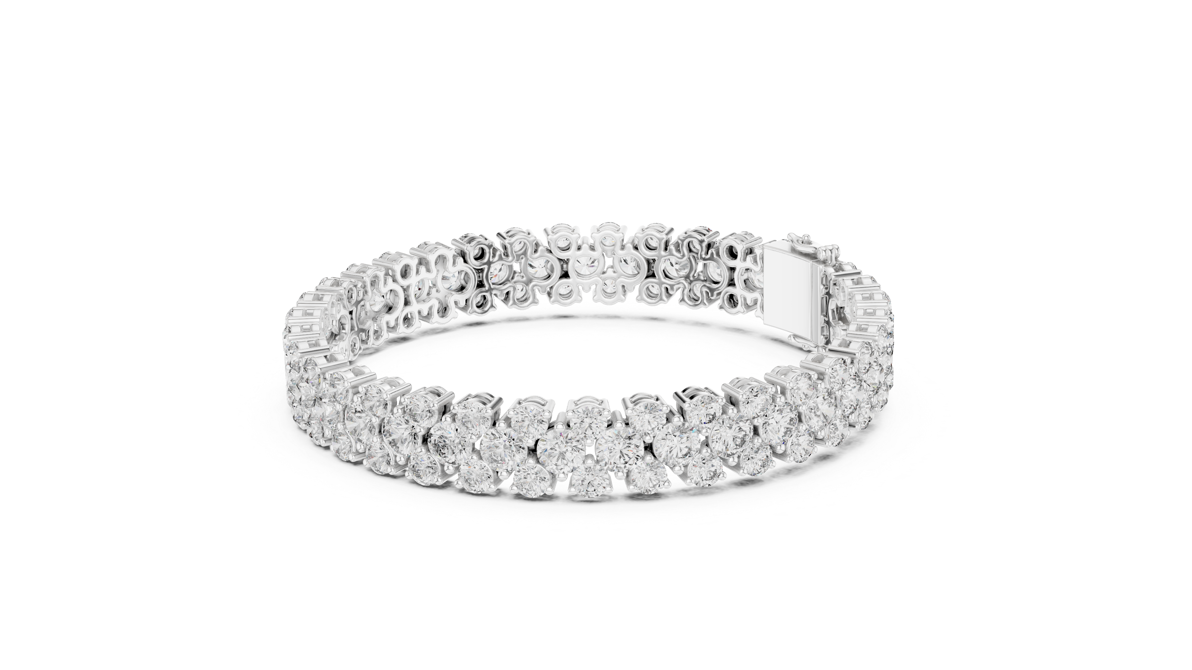TESHA JEWELS Lumière Double Row Round Diamond Tennis Bracelet