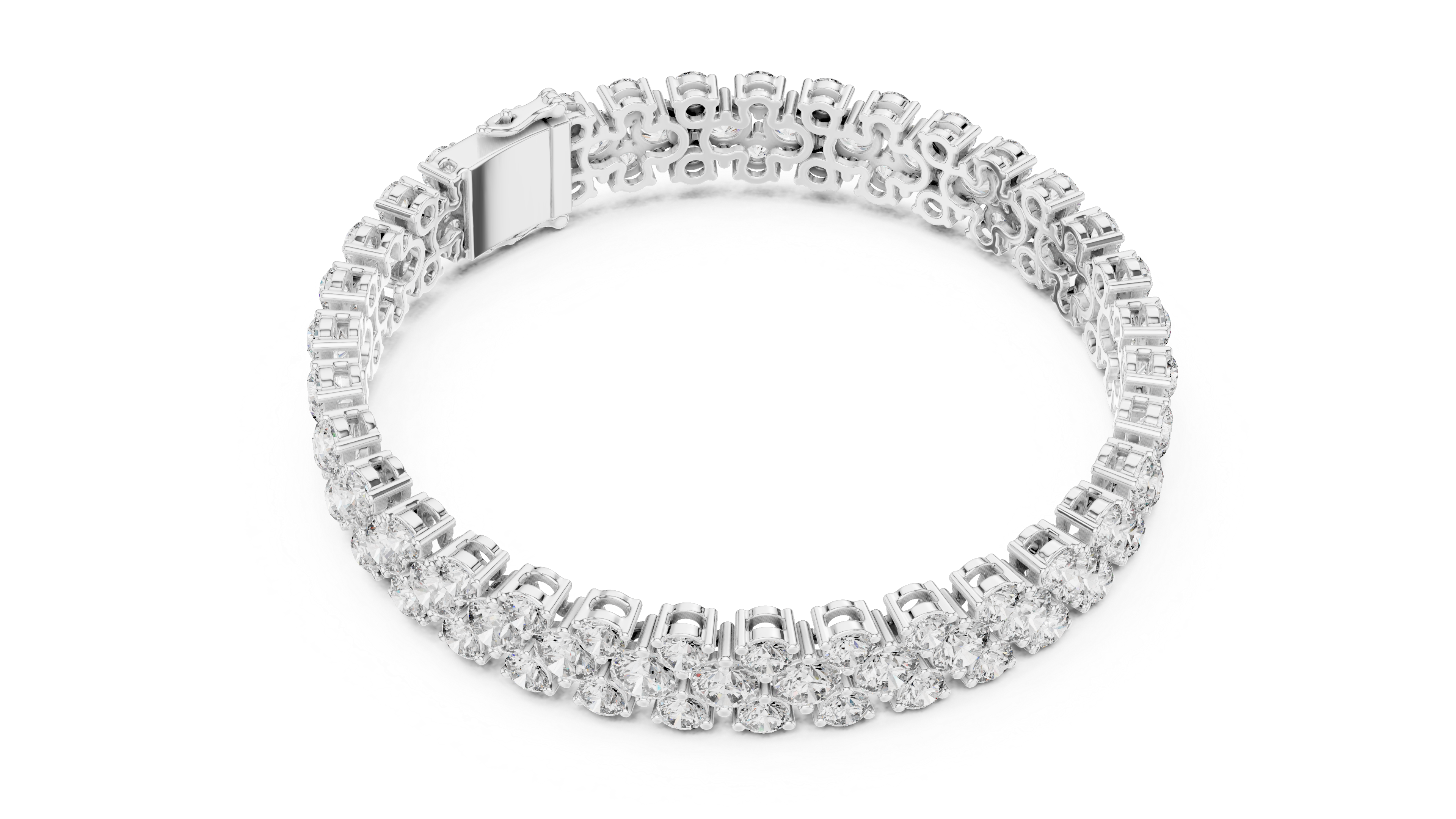 TESHA JEWELS Lumière Double Row Round Diamond Tennis Bracelet