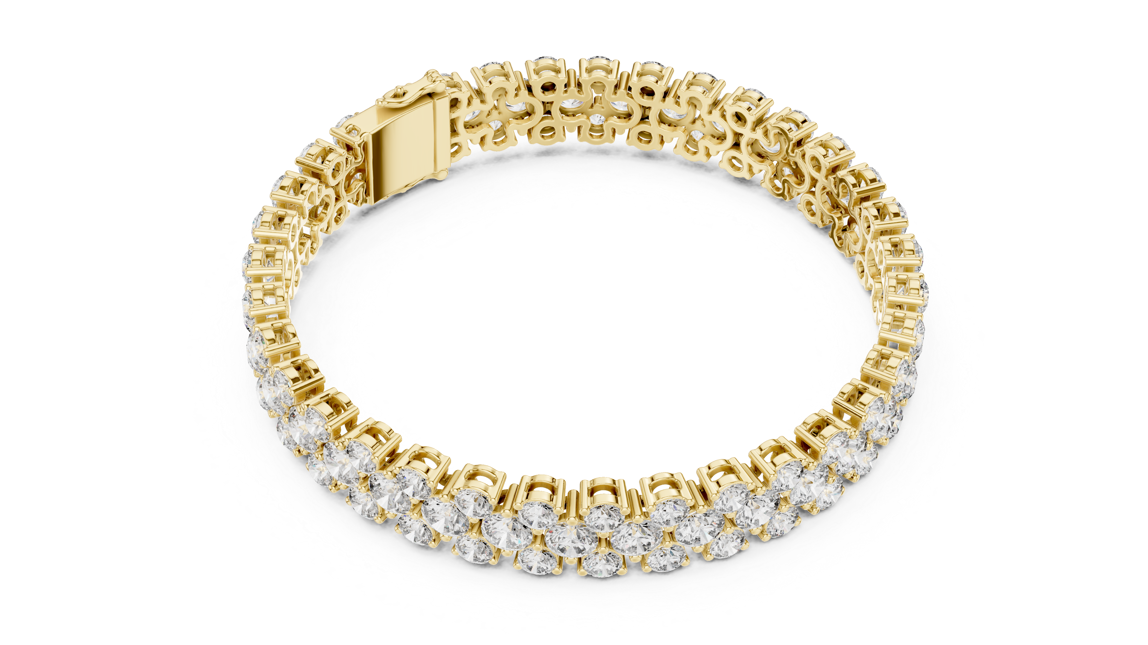 TESHA JEWELS Lumière Double Row Round Diamond Tennis Bracelet