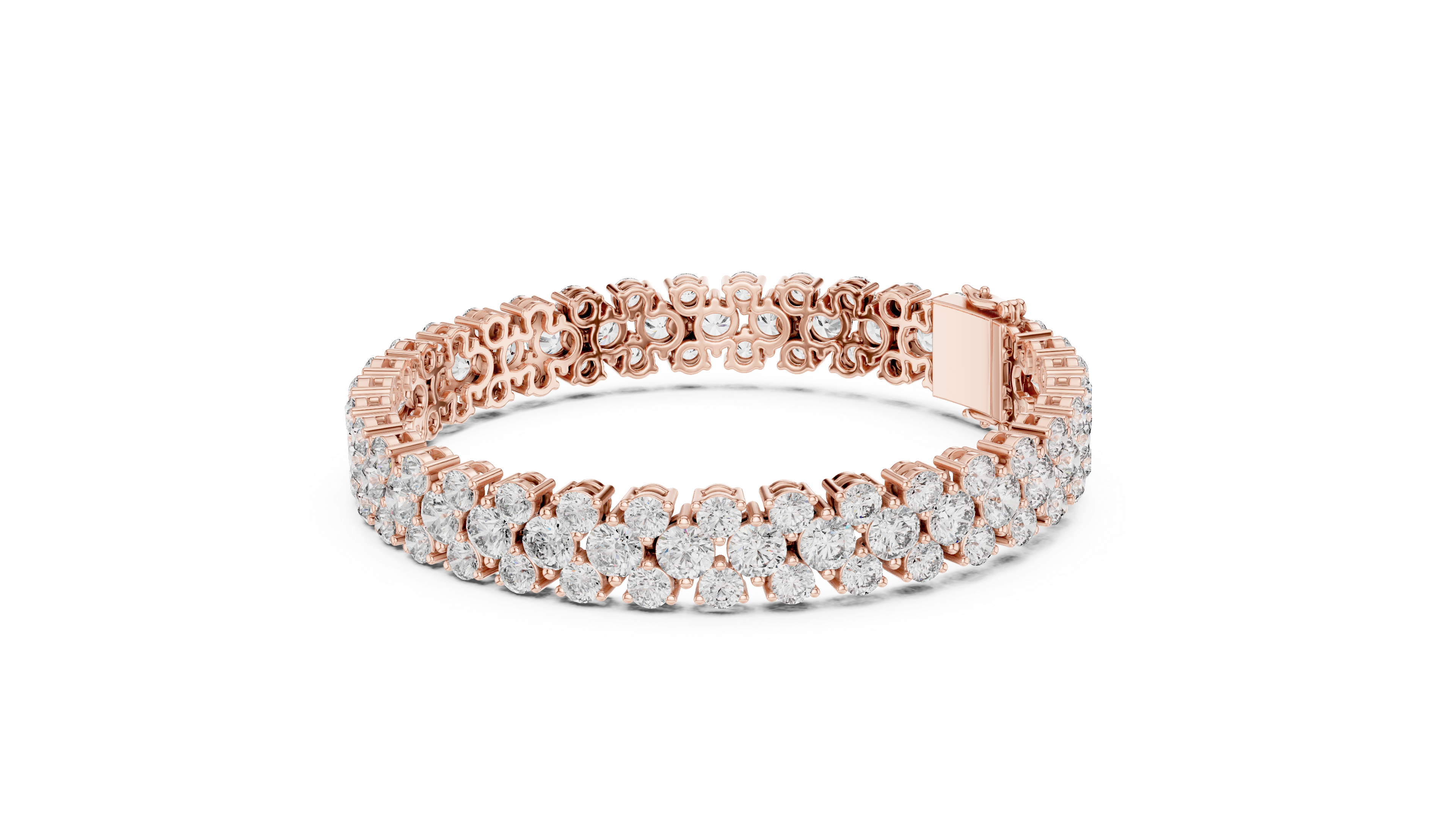 TESHA JEWELS Lumière Double Row Round Diamond Tennis Bracelet