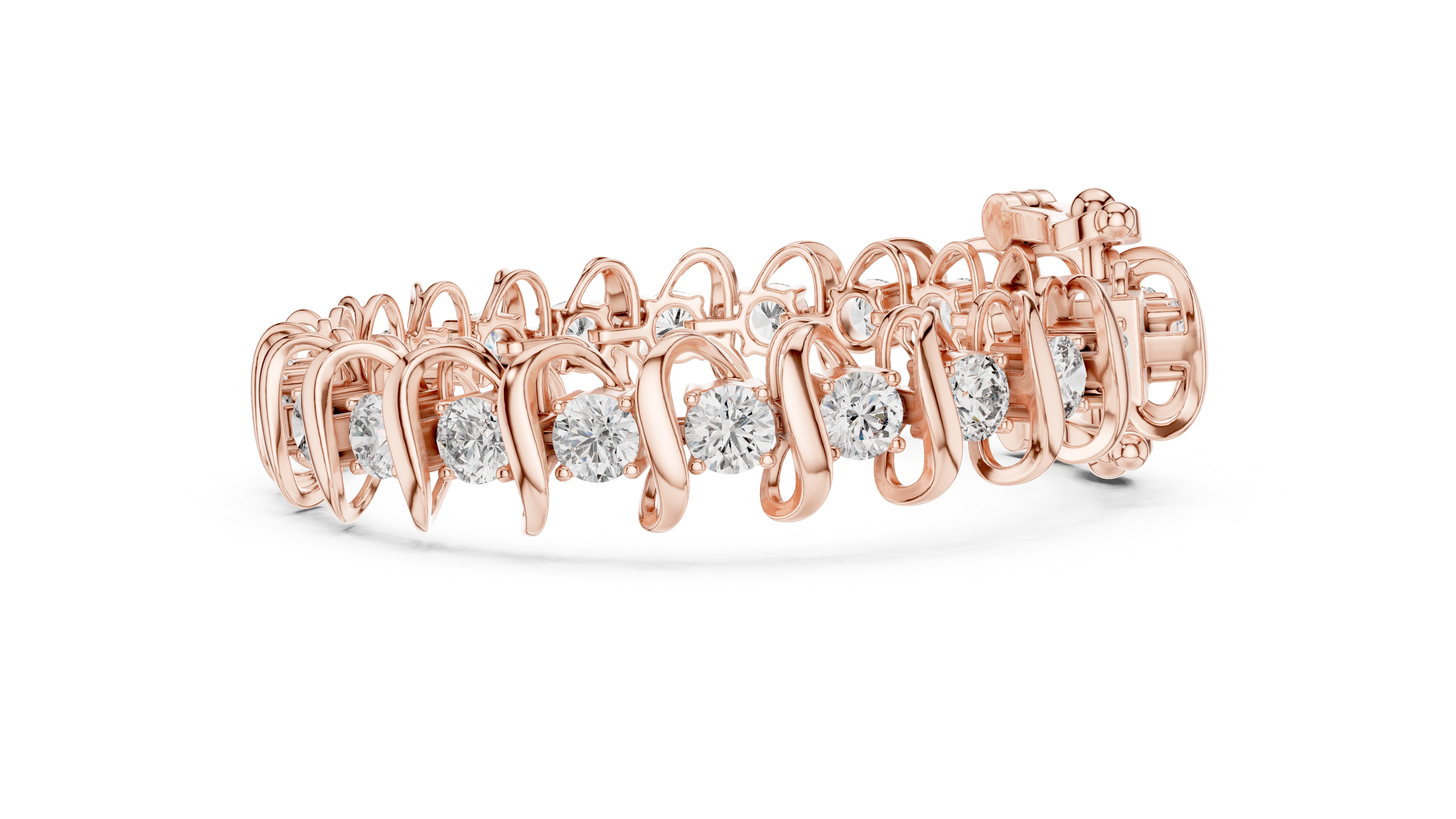 TESHA JEWELS 11.00ct sculptural round diamond bracelet in rose gold
