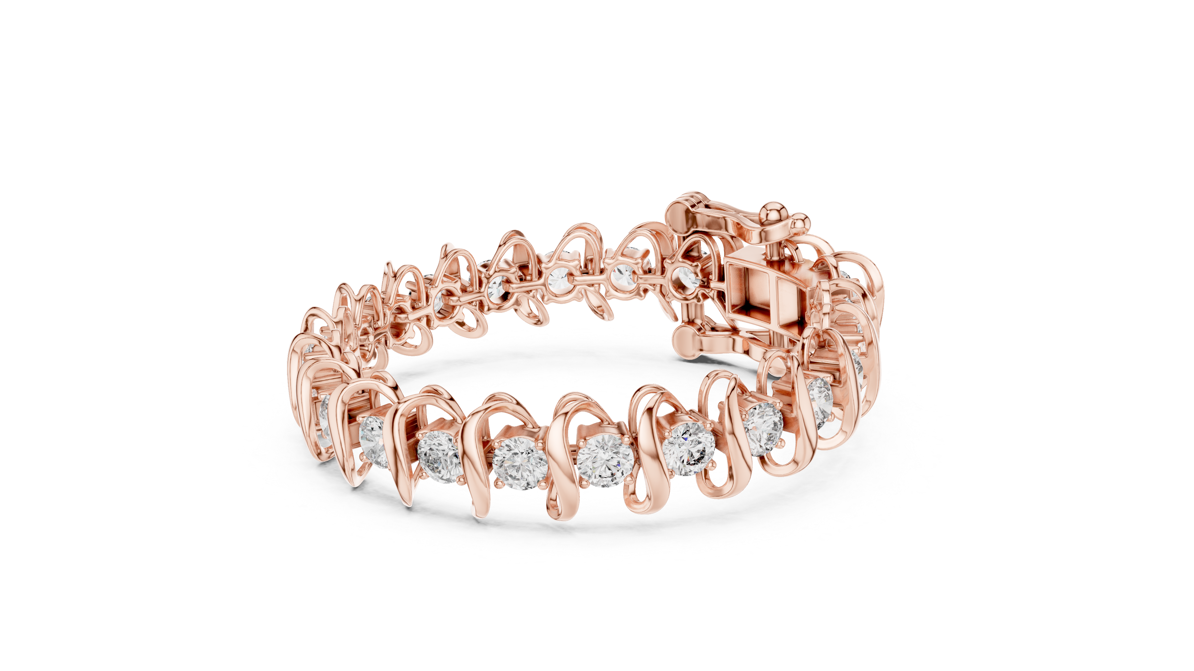TESHA JEWELS 11.00ct sculptural round diamond bracelet in rose gold