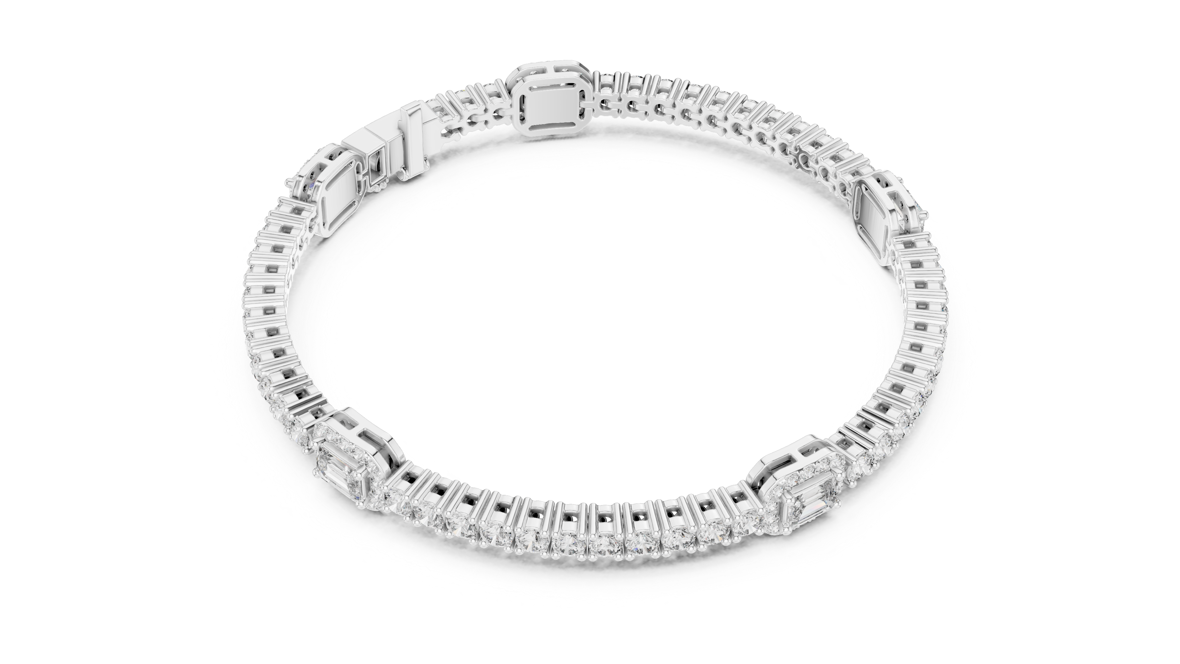 TESHA JEWELS Élan Emerald Cut and Round Diamond Tennis Bracelet