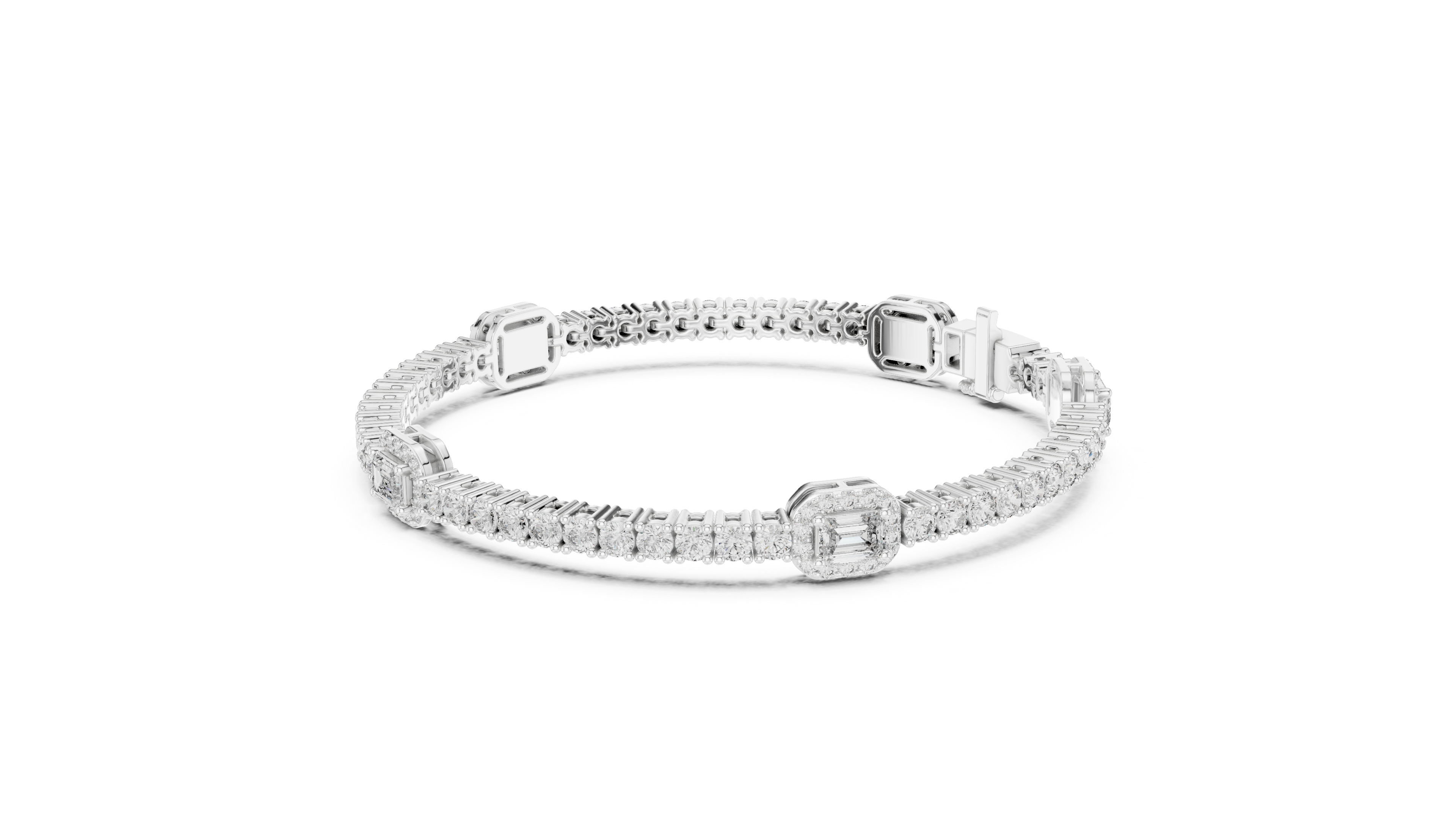 TESHA JEWELS Élan Emerald Cut and Round Diamond Tennis Bracelet