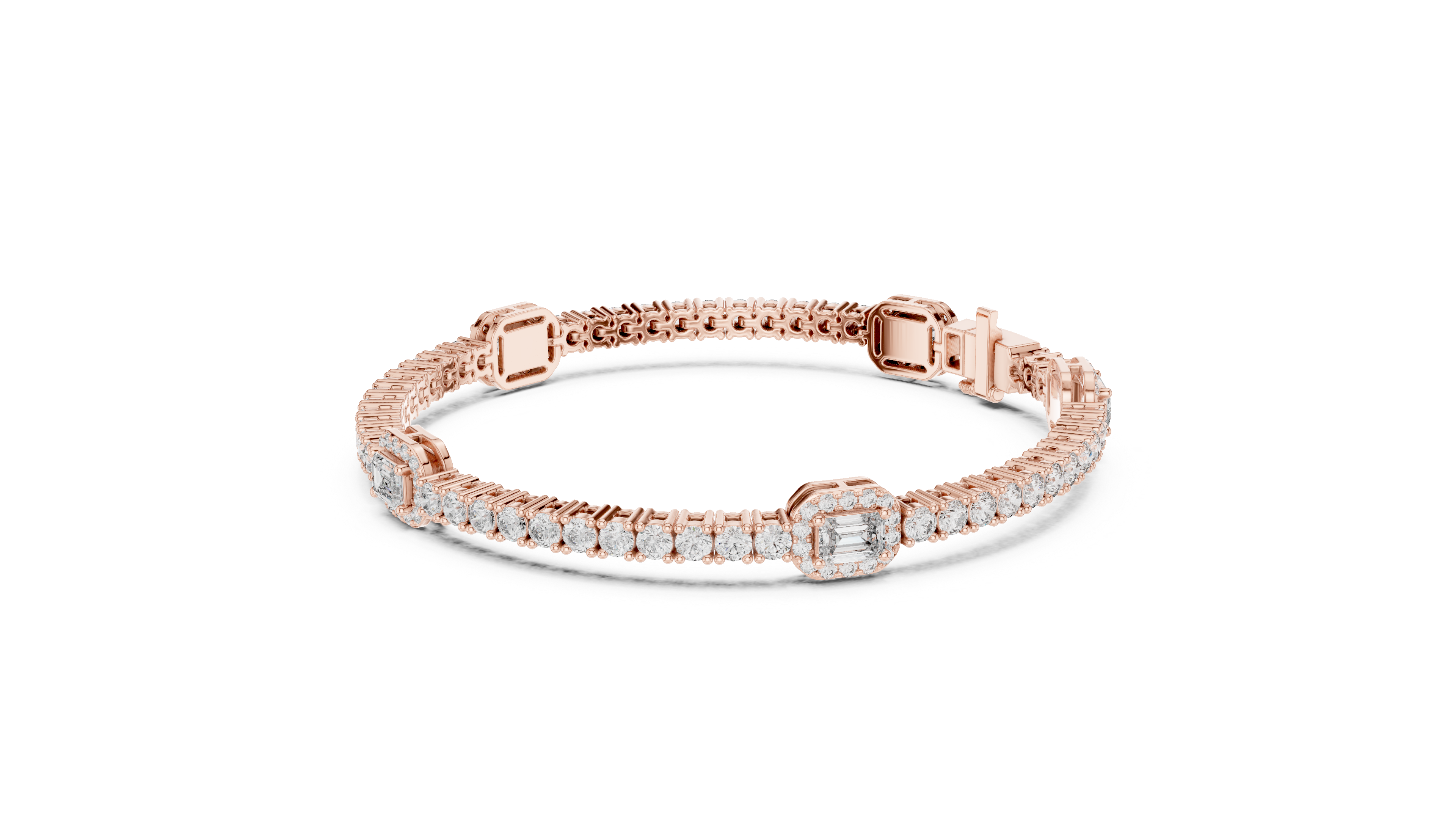 TESHA JEWELS Élan Emerald Cut and Round Diamond Tennis Bracelet