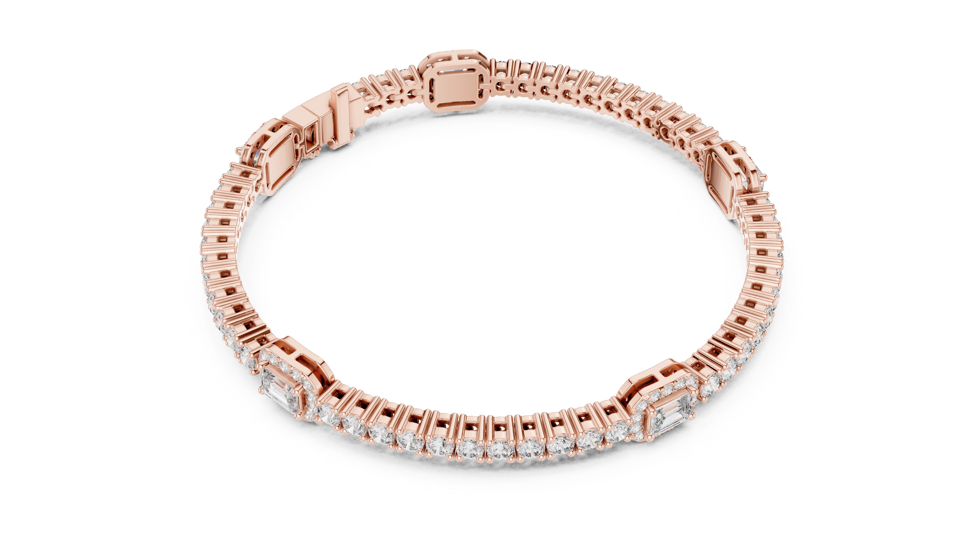 TESHA JEWELS Élan Emerald Cut and Round Diamond Tennis Bracelet