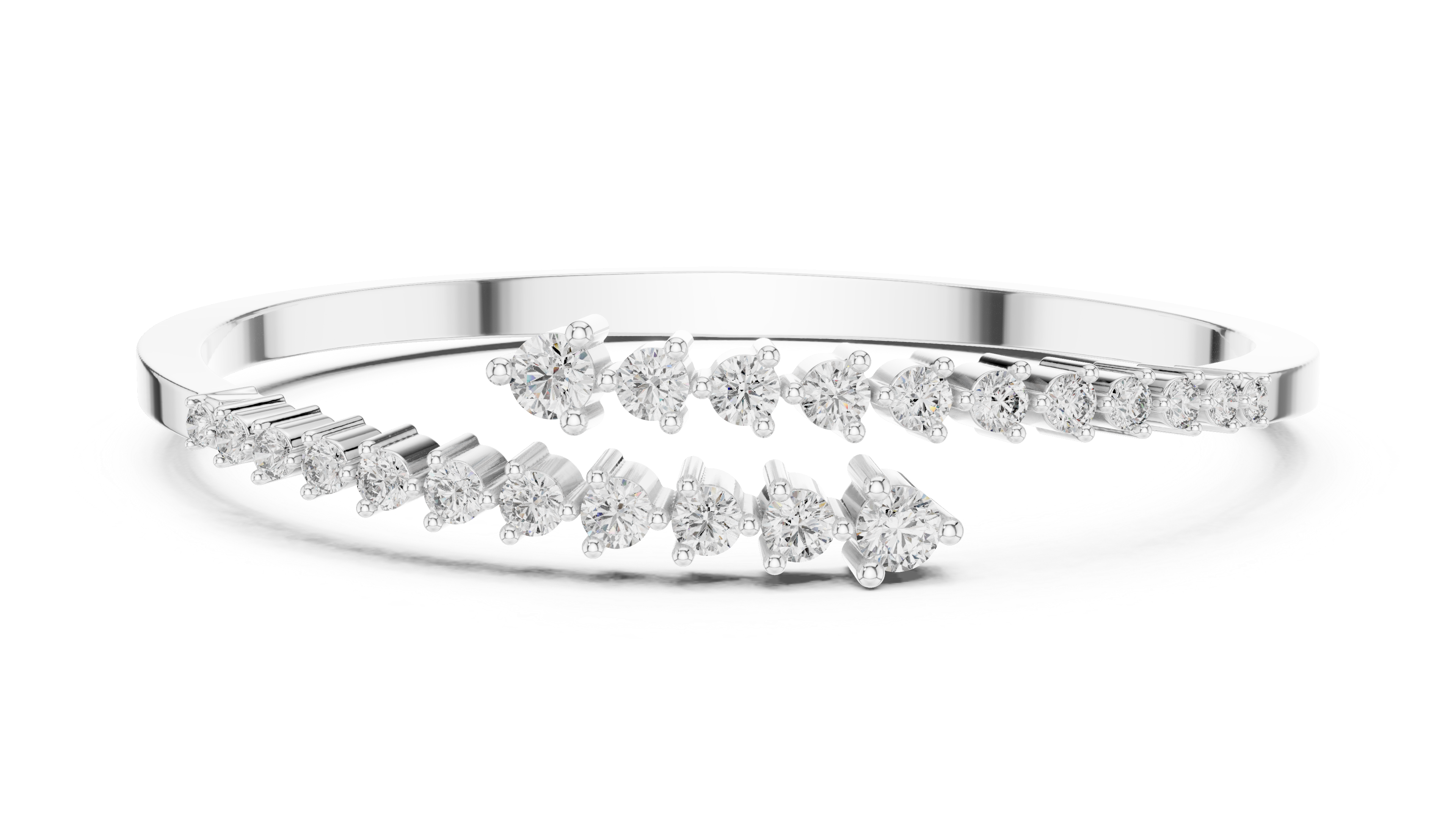 Graduated Round Diamond Crossover Cuff Bracelet in Rose Gold