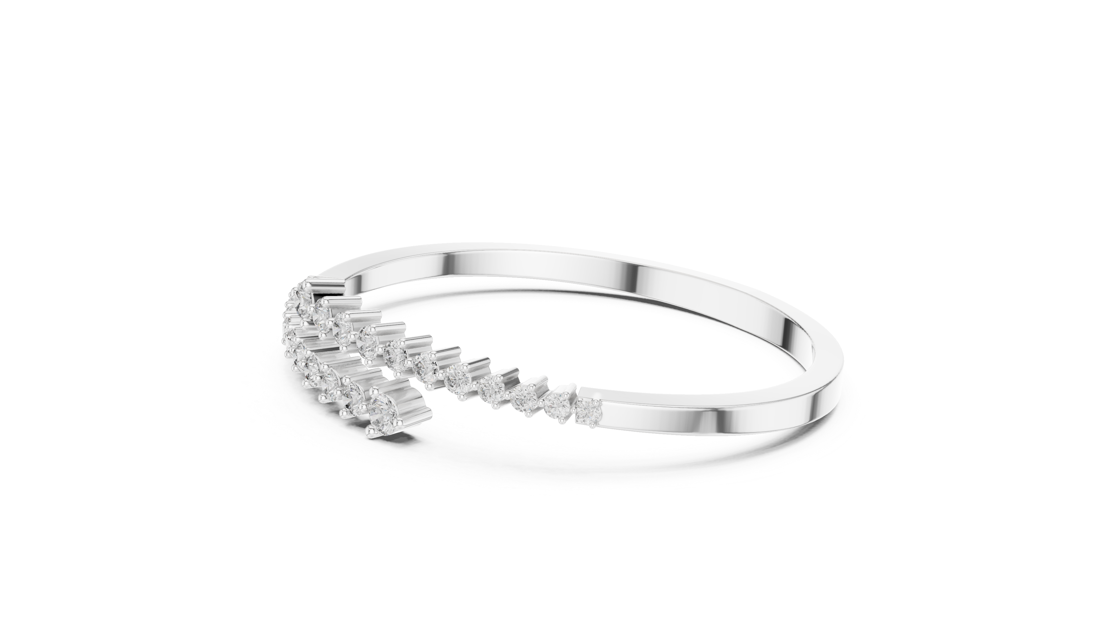 Graduated Round Diamond Crossover Cuff Bracelet in Rose Gold