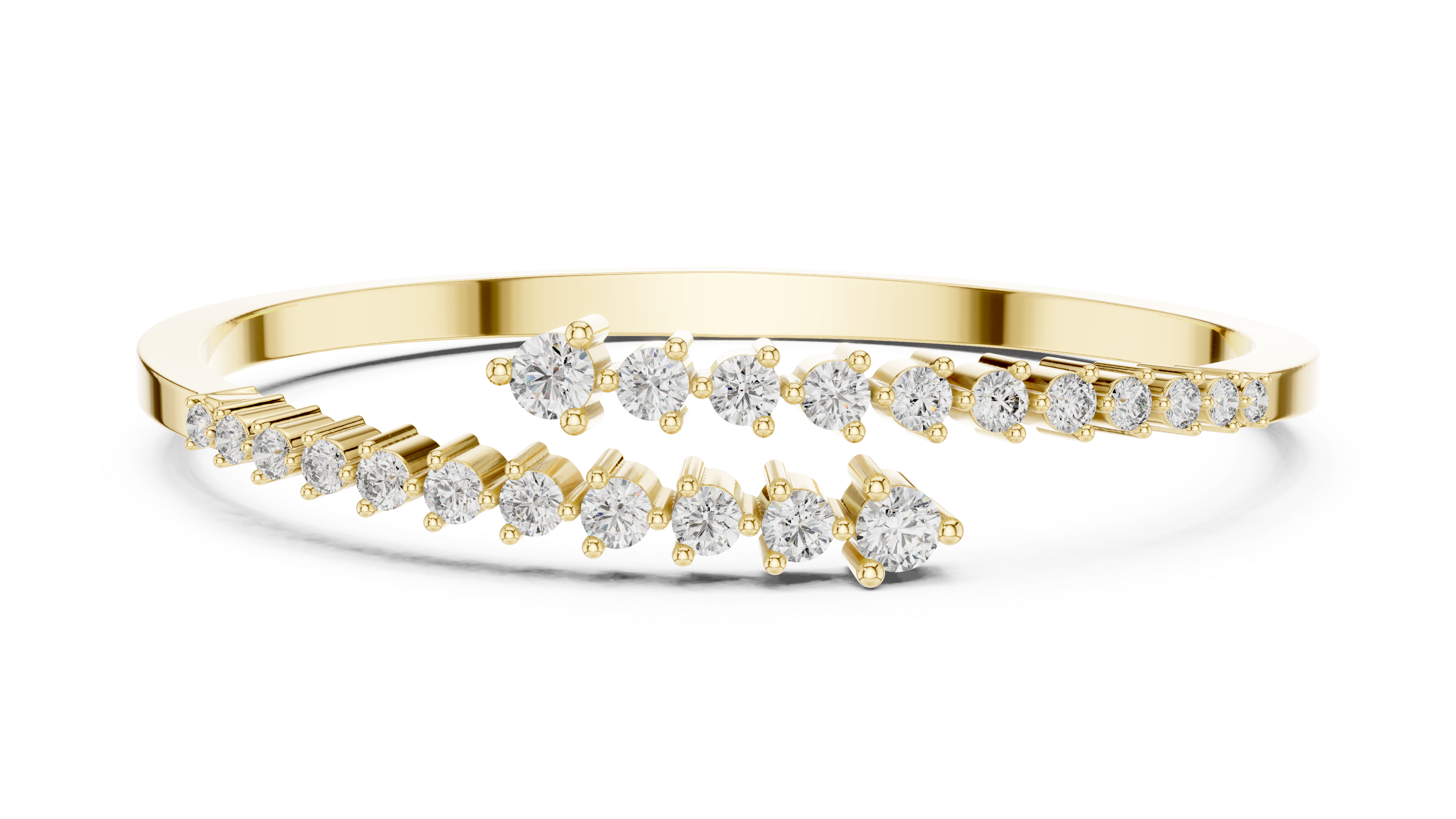 Graduated Round Diamond Crossover Cuff Bracelet in Rose Gold