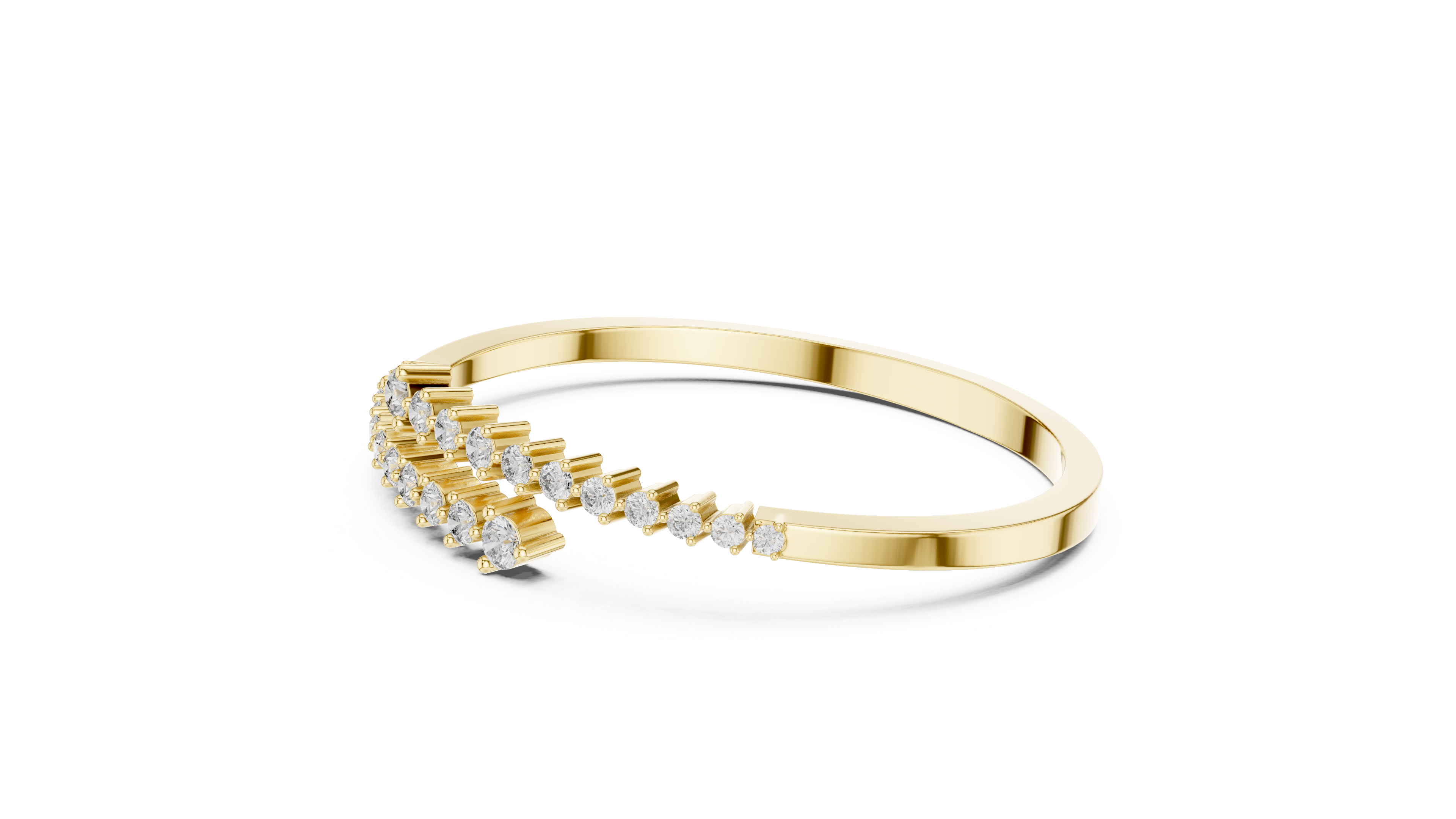 Graduated Round Diamond Crossover Cuff Bracelet in Rose Gold