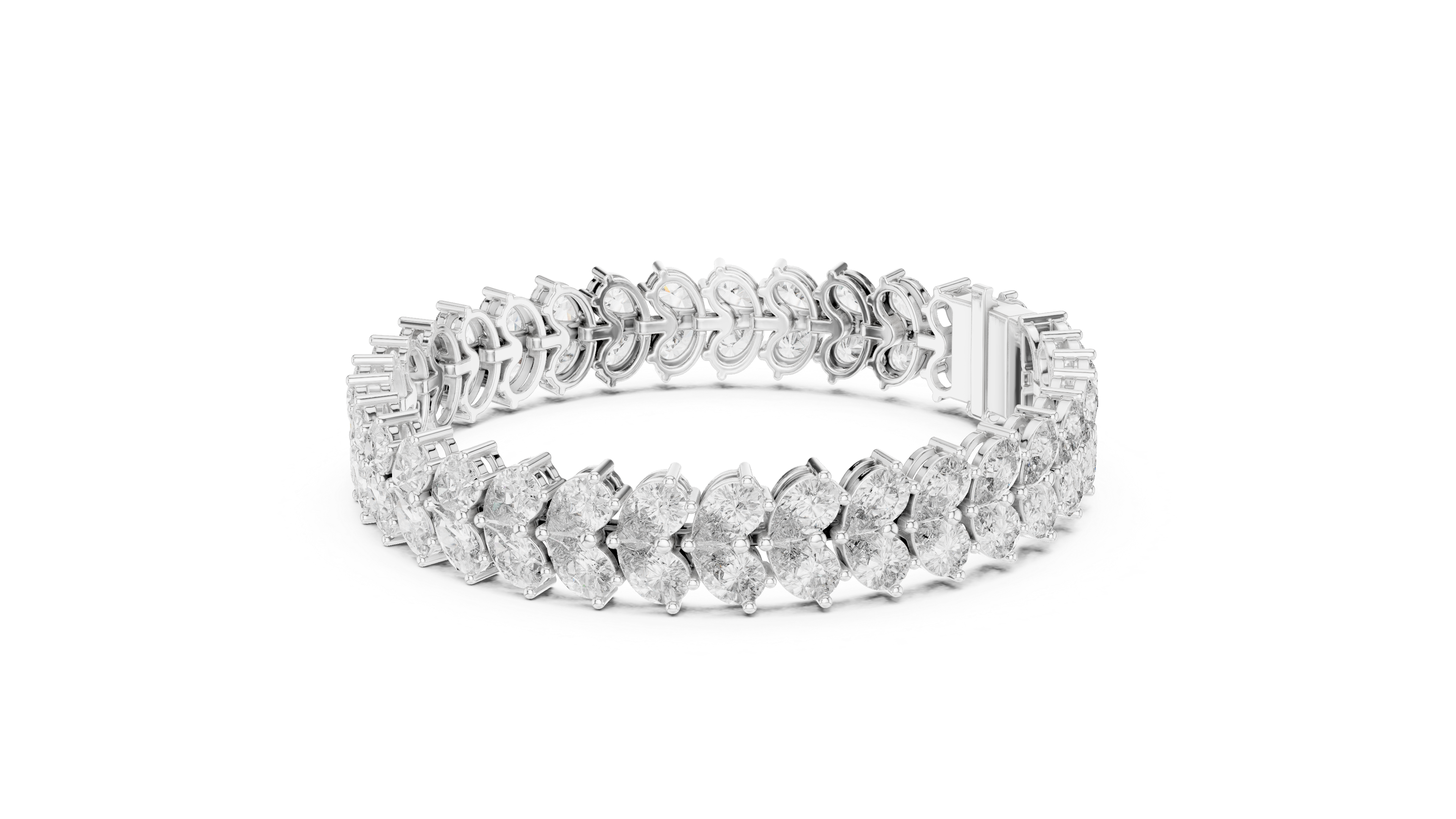 Double Row Pear Diamond Tennis Bracelet