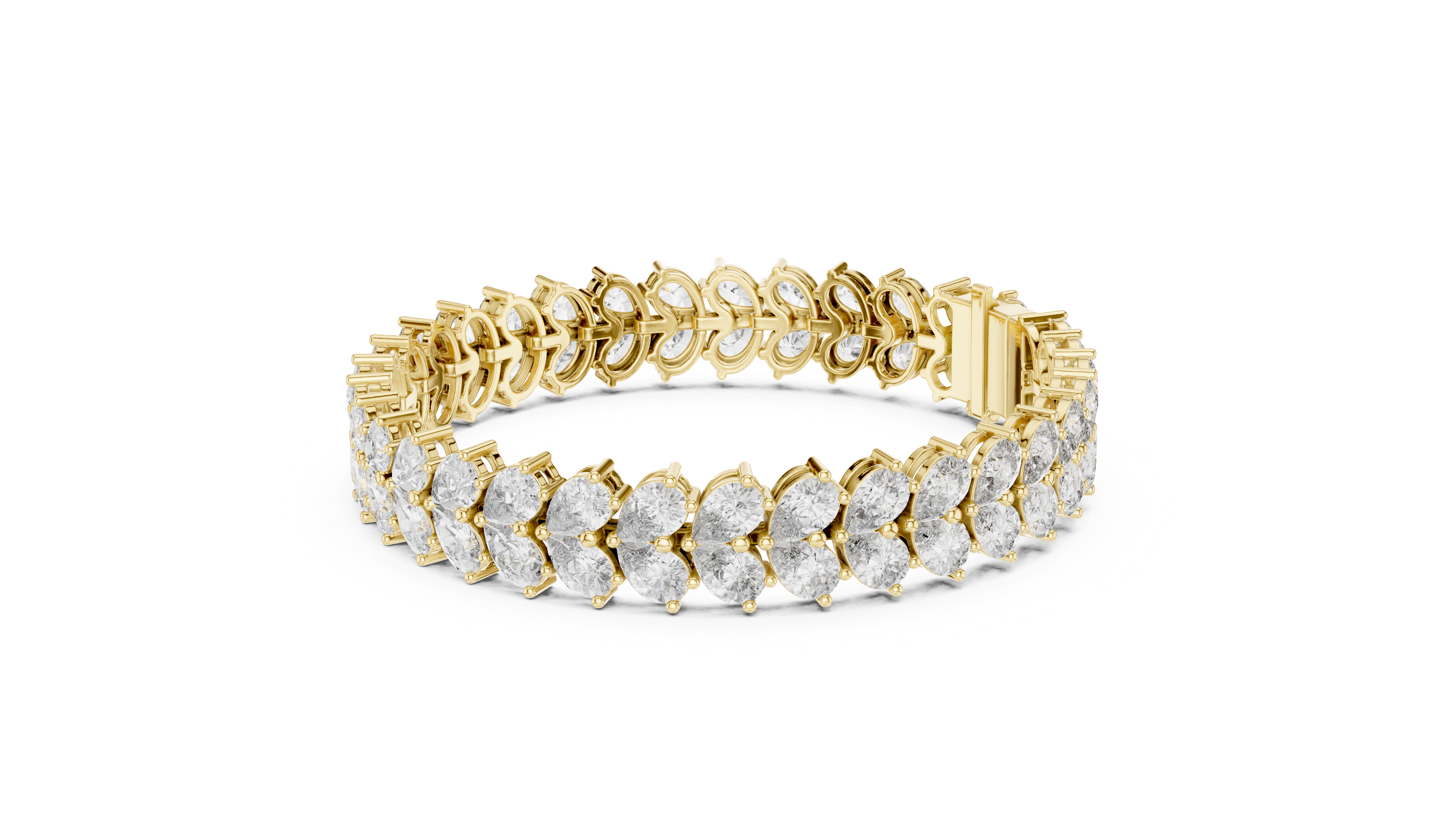 Double Row Pear Diamond Tennis Bracelet